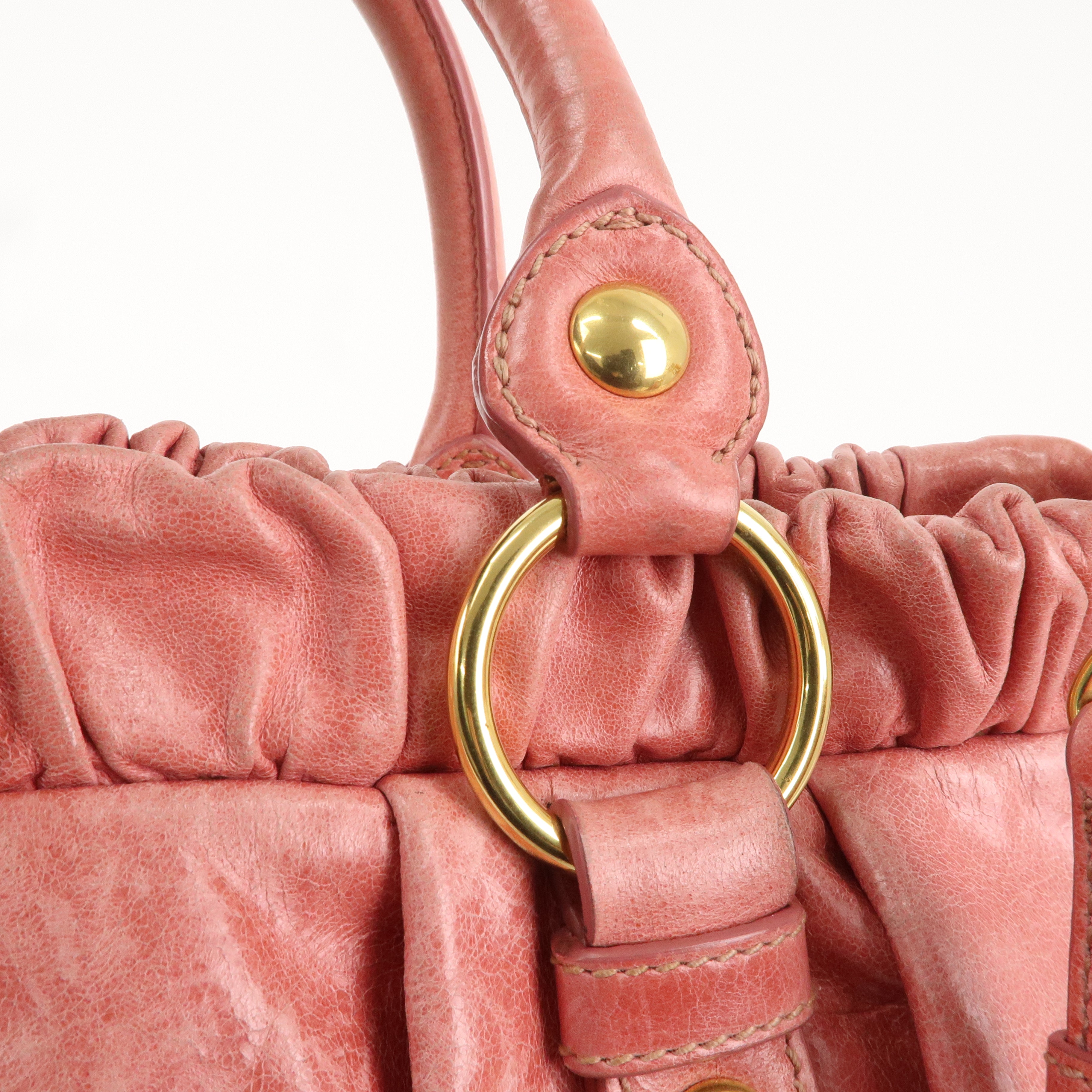 MIU MIU Leather 2Way Bag Shoulder Bag Hand Bag Pink