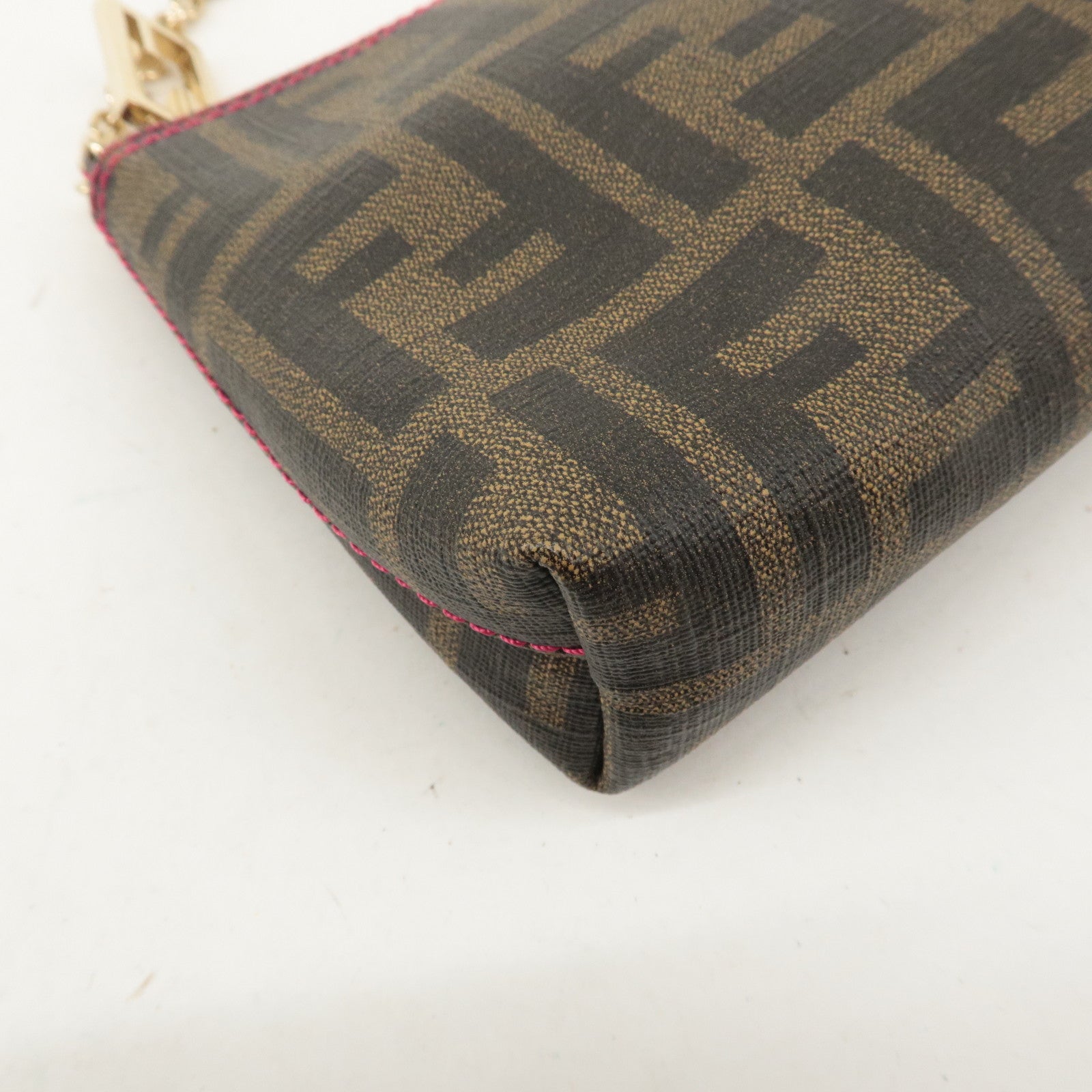 FENDI Zucca Print PVC Accessory Pouch Bag Brown Black Pink 8BR592