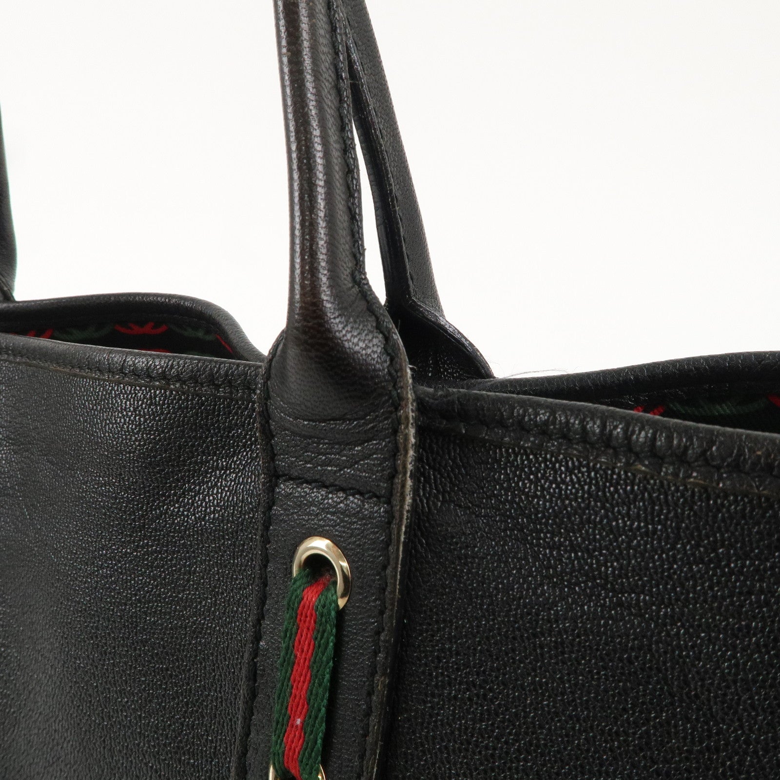 GUCCI Princy Sherry Leather Tote Bag Black 163805