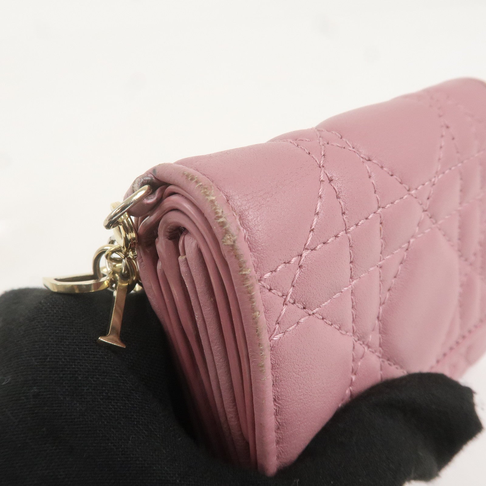 Christian Dior Cannage Leather Lotus Wallet Pink