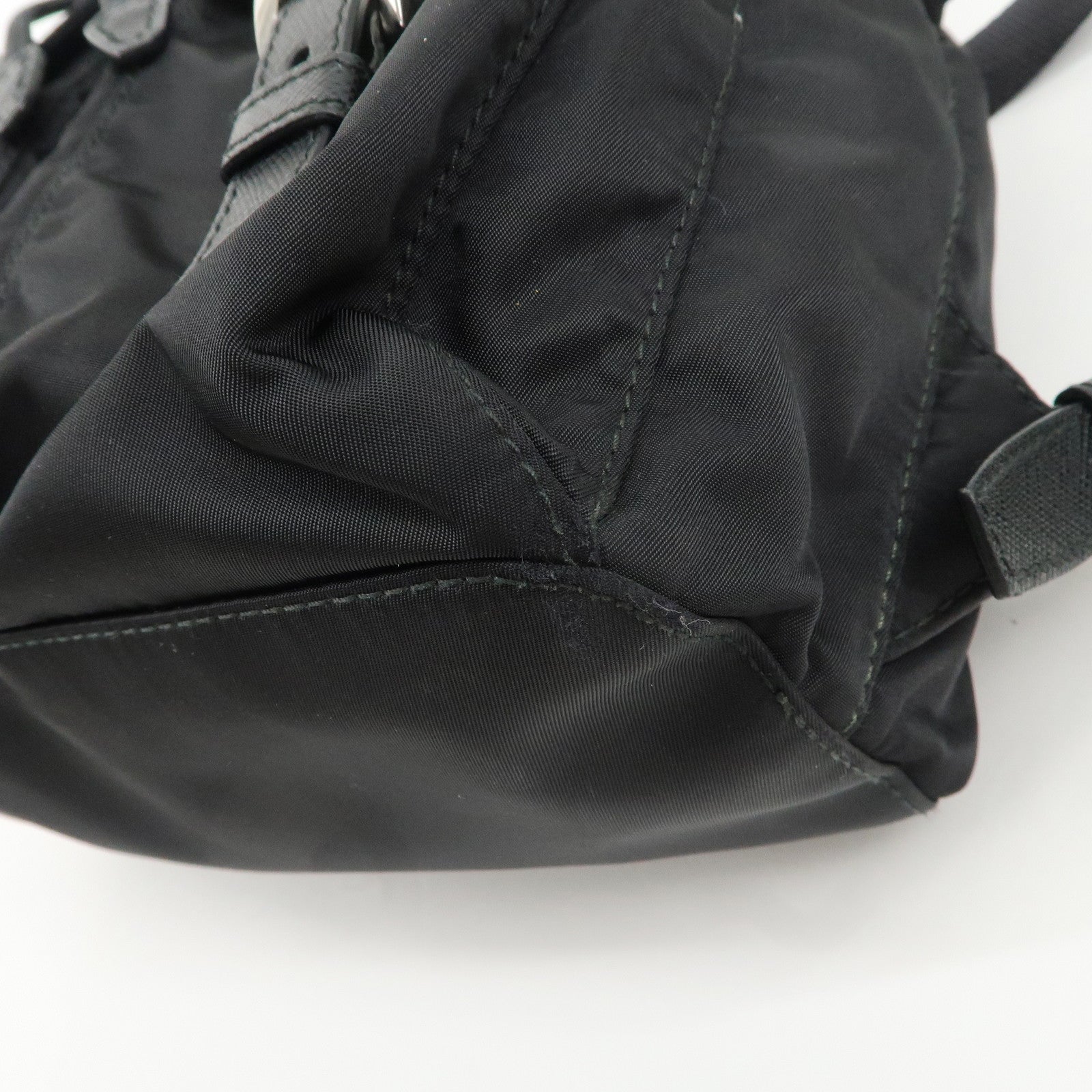 PRADA Logo Nylon Lether Back Pack Ruck Sack Black