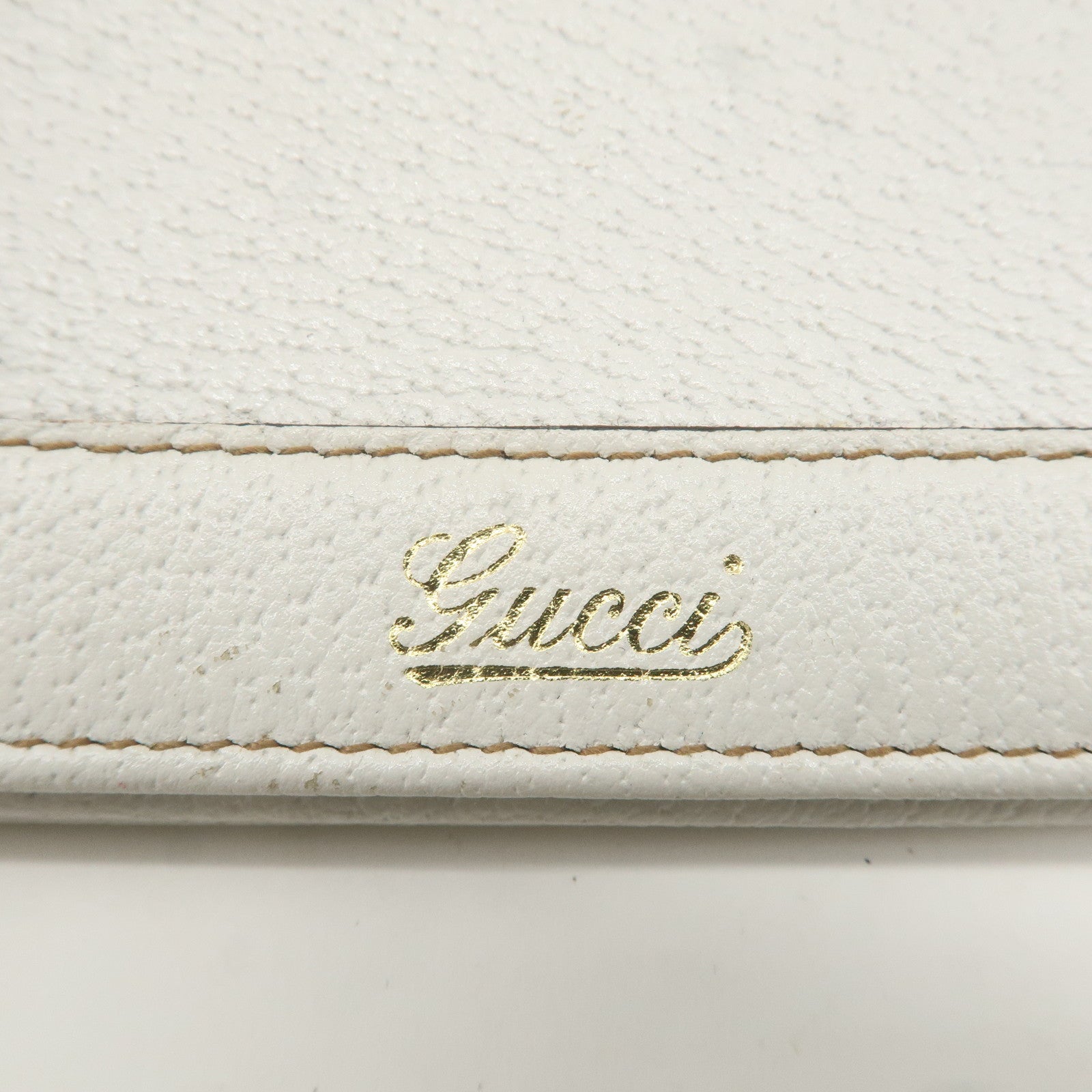 GUCCI Leather GG Canvas Card Case White 131858