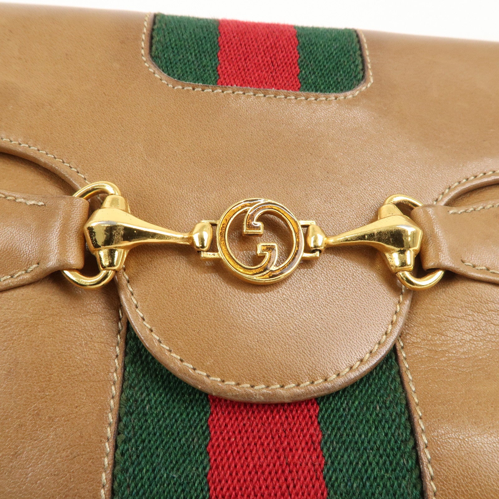 GUCCI Old Gucci Sherry Leather Trifold Wallet Beige