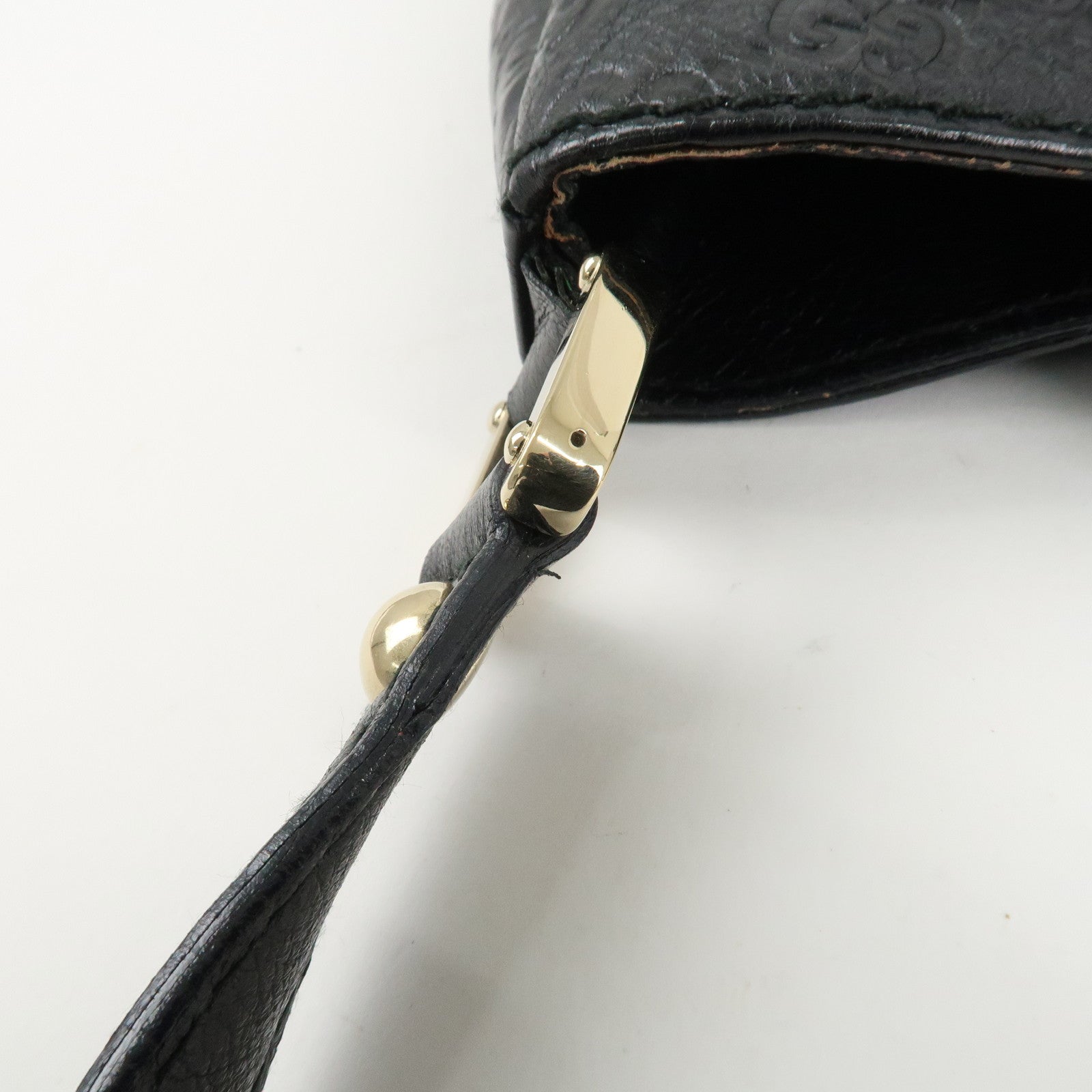 GUCCI Guccissima Leather Shoulder Bag Hand Bag Black 211934 Used