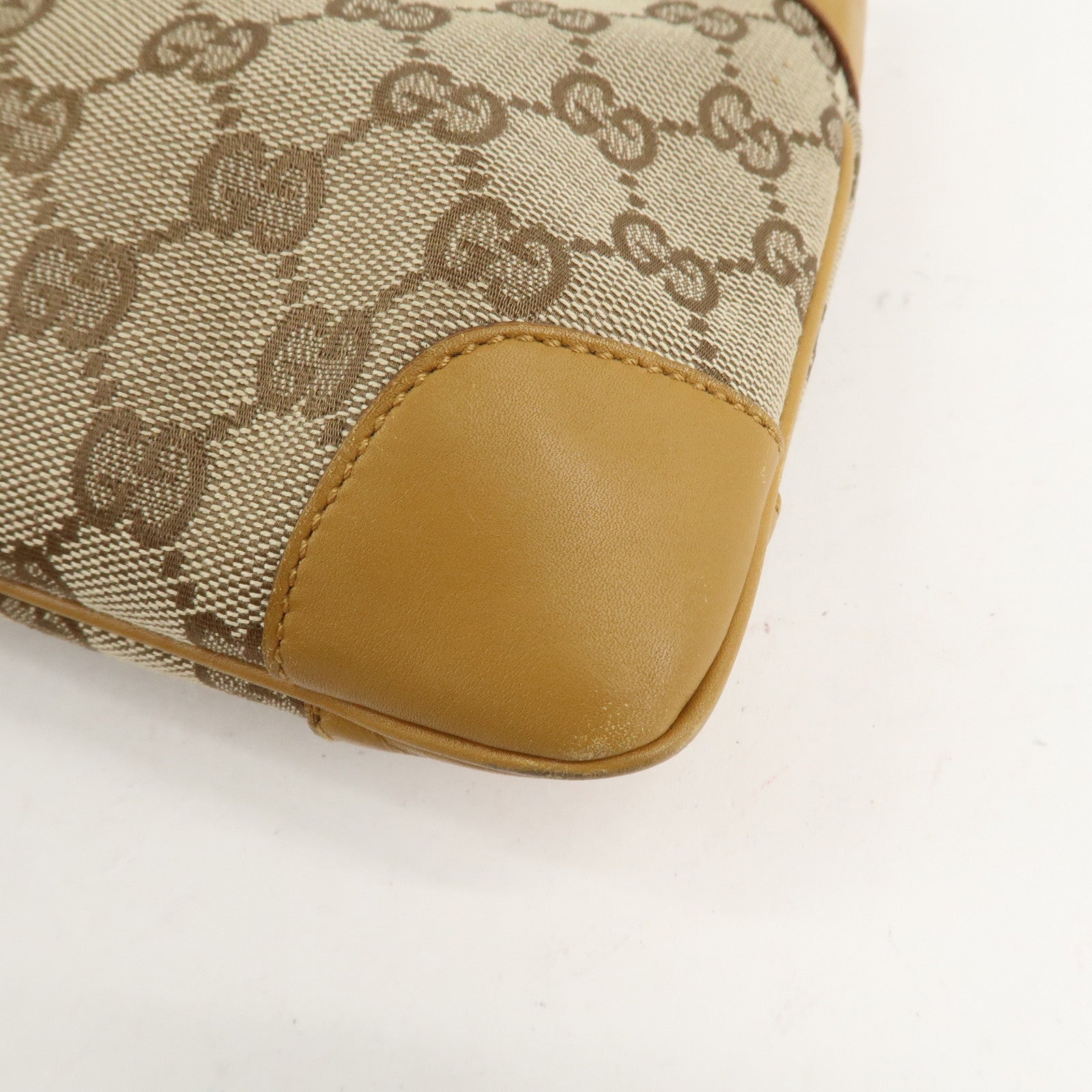 GUCCI Tiger Head GG Canvas Leather Chain Shoulder Bag Beige Used