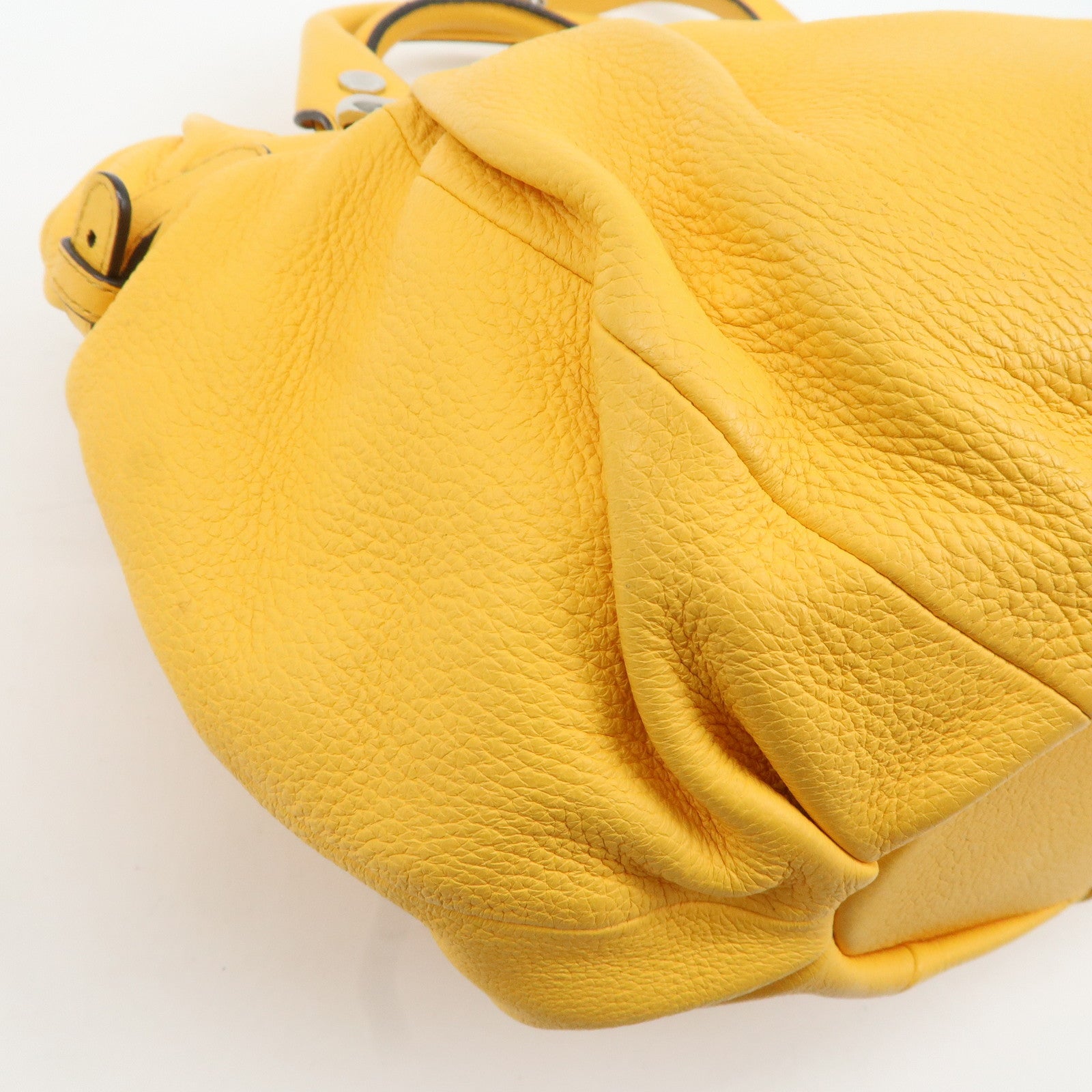 CELINE Leather 2way Pillow Bag Shoulder Bag Hand Bag Yellow Used