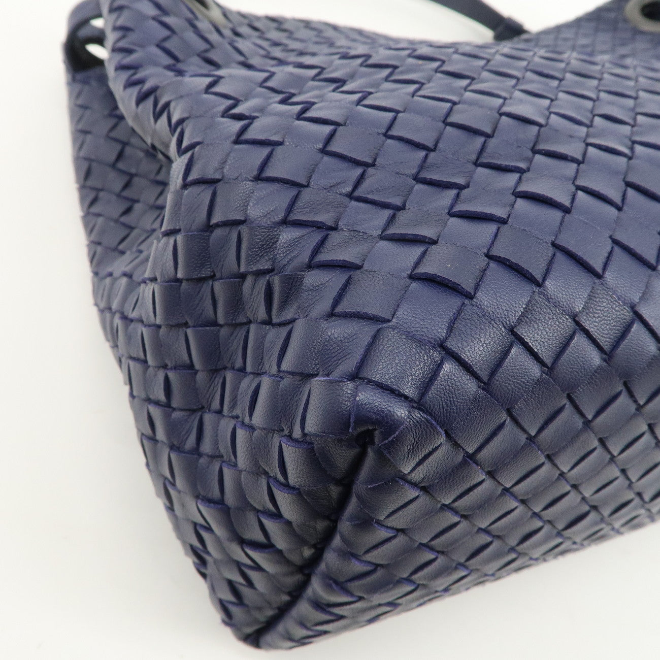 BOTTEGA VENETA Intrecciato  Leather Shoulder Bag Tote Bag Navy