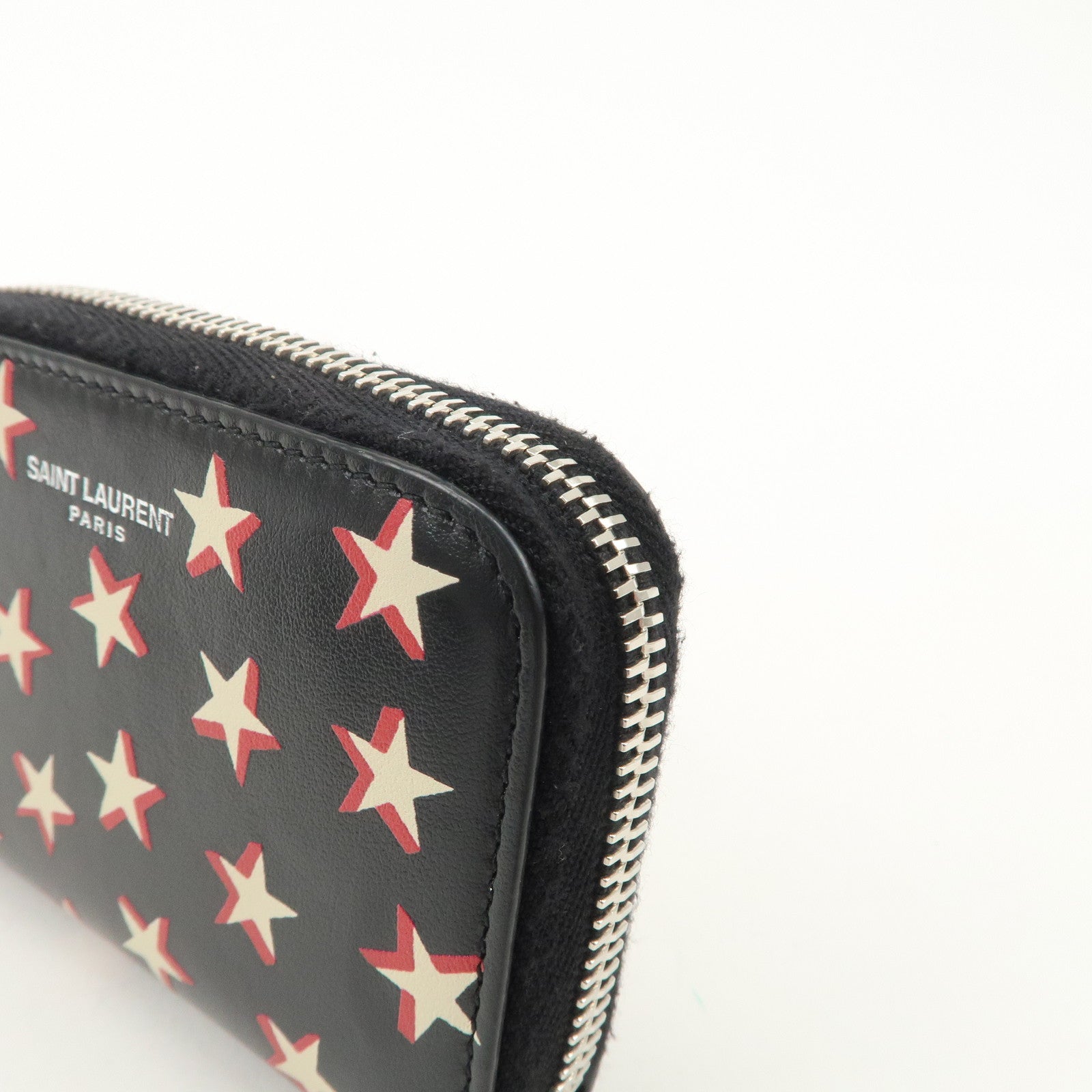 Saint Laurent Paris Leather Coin Case Case Star Print Black