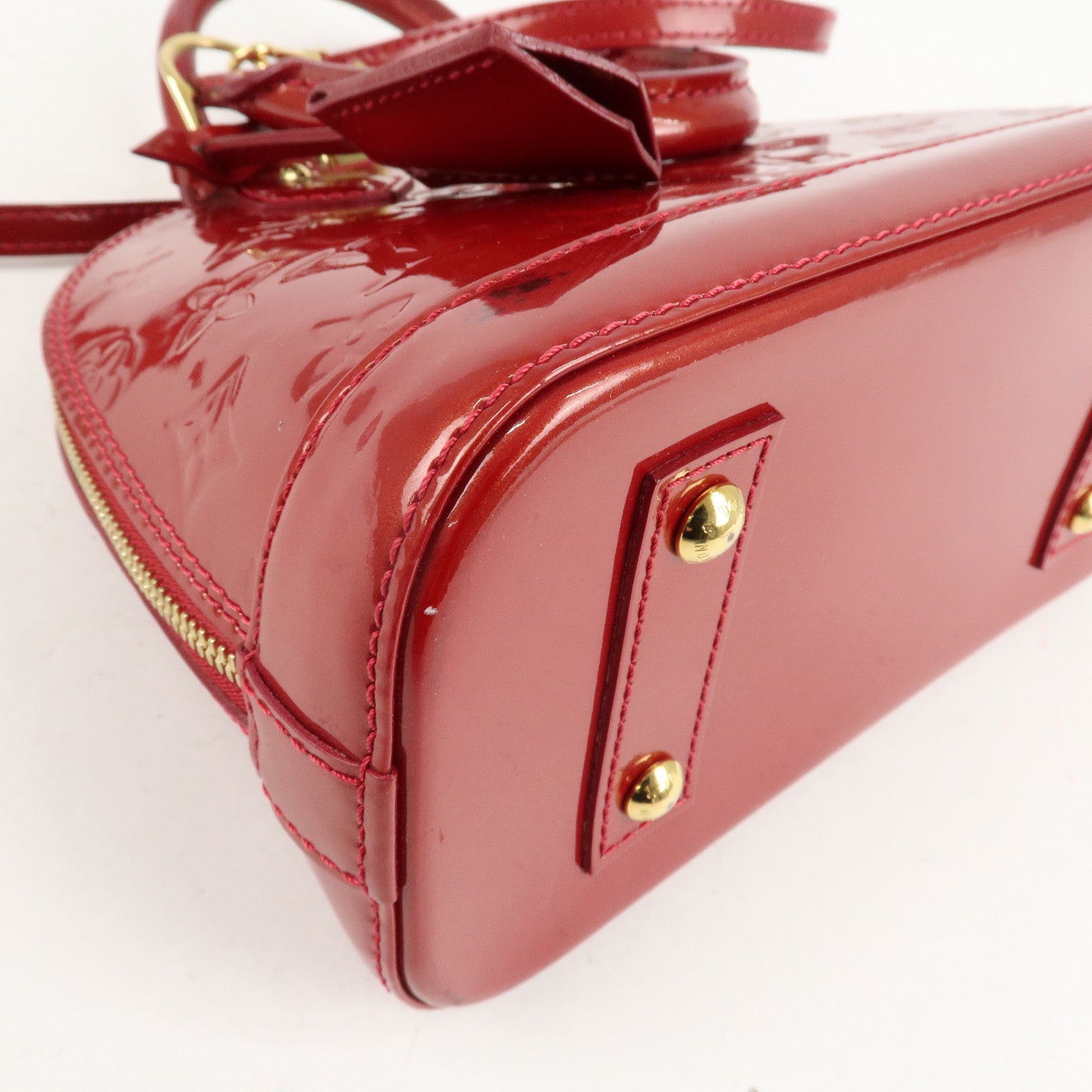 Louis Vuitton Monogram Vernis Alma BB 2Way Bag Red M91606 Used