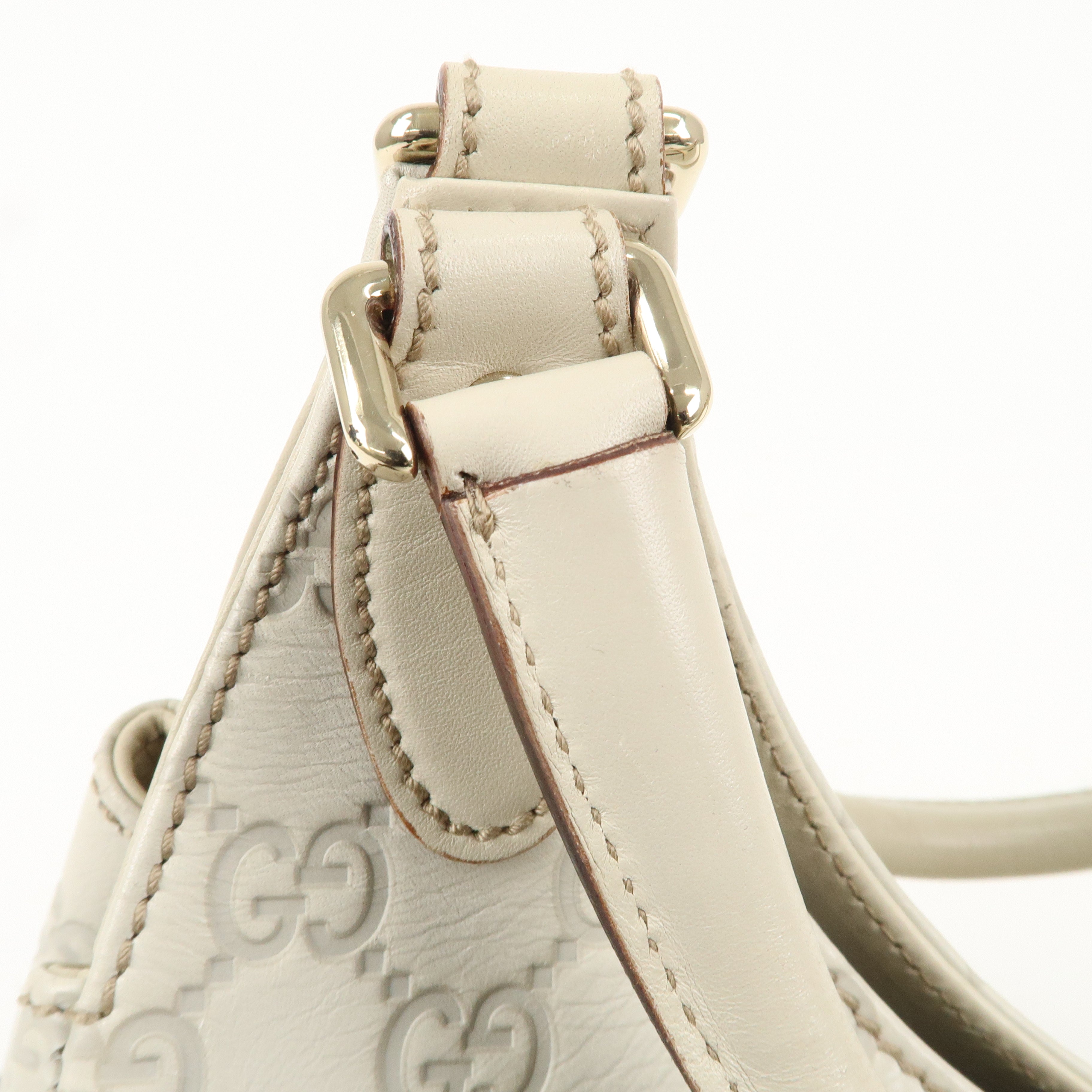 GUCCI New Jackie Guccissima Leather Shoulder Bag Ivory 145819