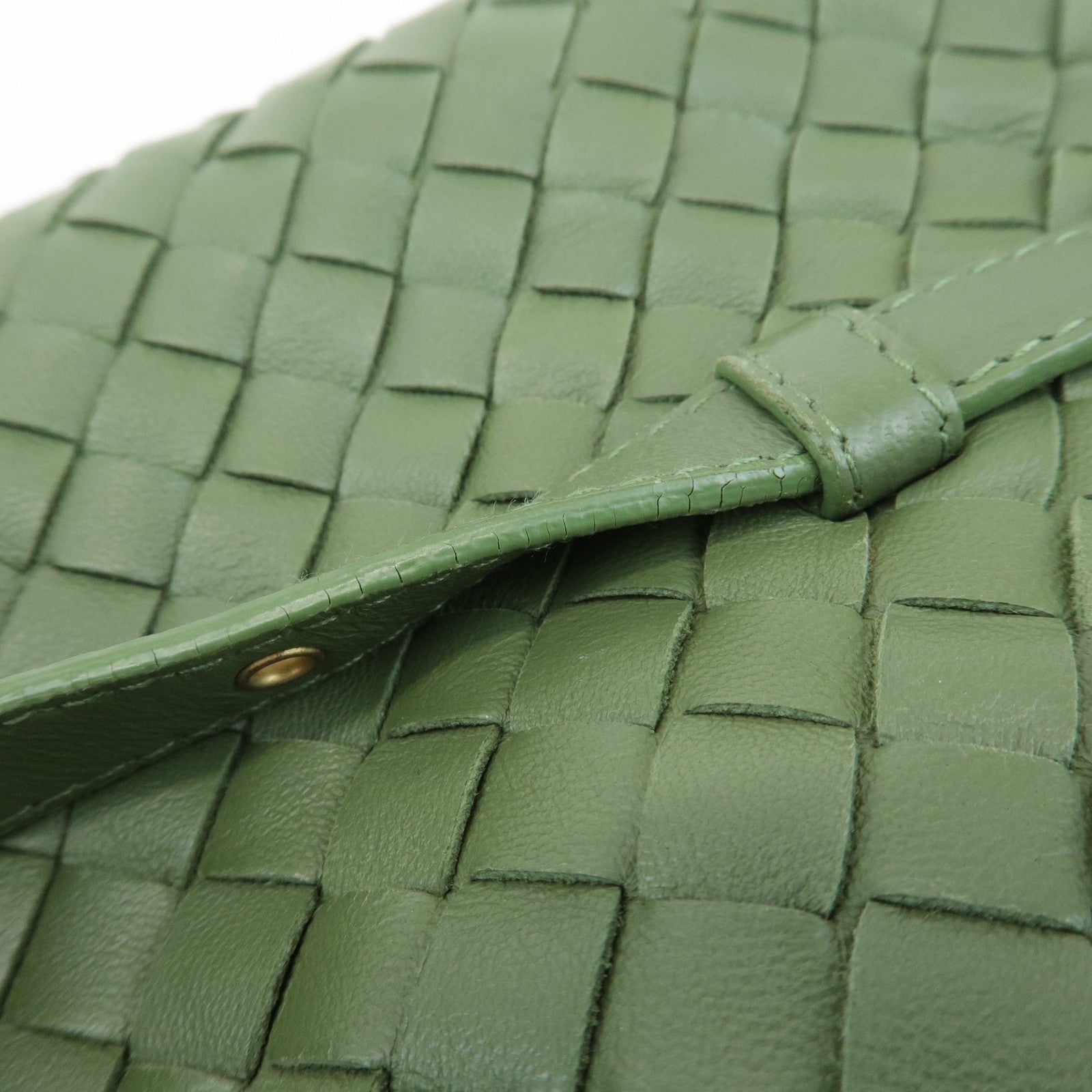 BOTTEGA VENETA Intrecciato Leather Tote Shoulder Bag Green 162937