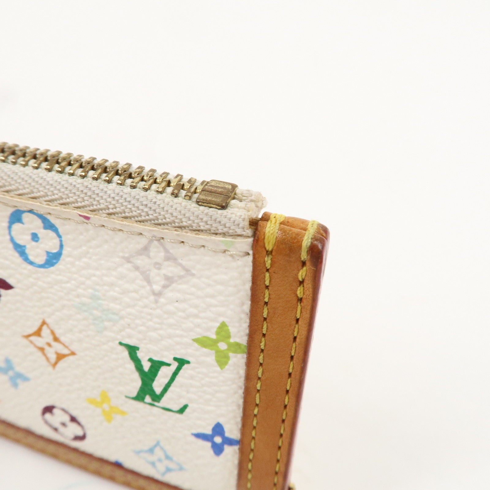 Louis Vuitton Monogram Multicolor Pochette Cles Blanc M92655