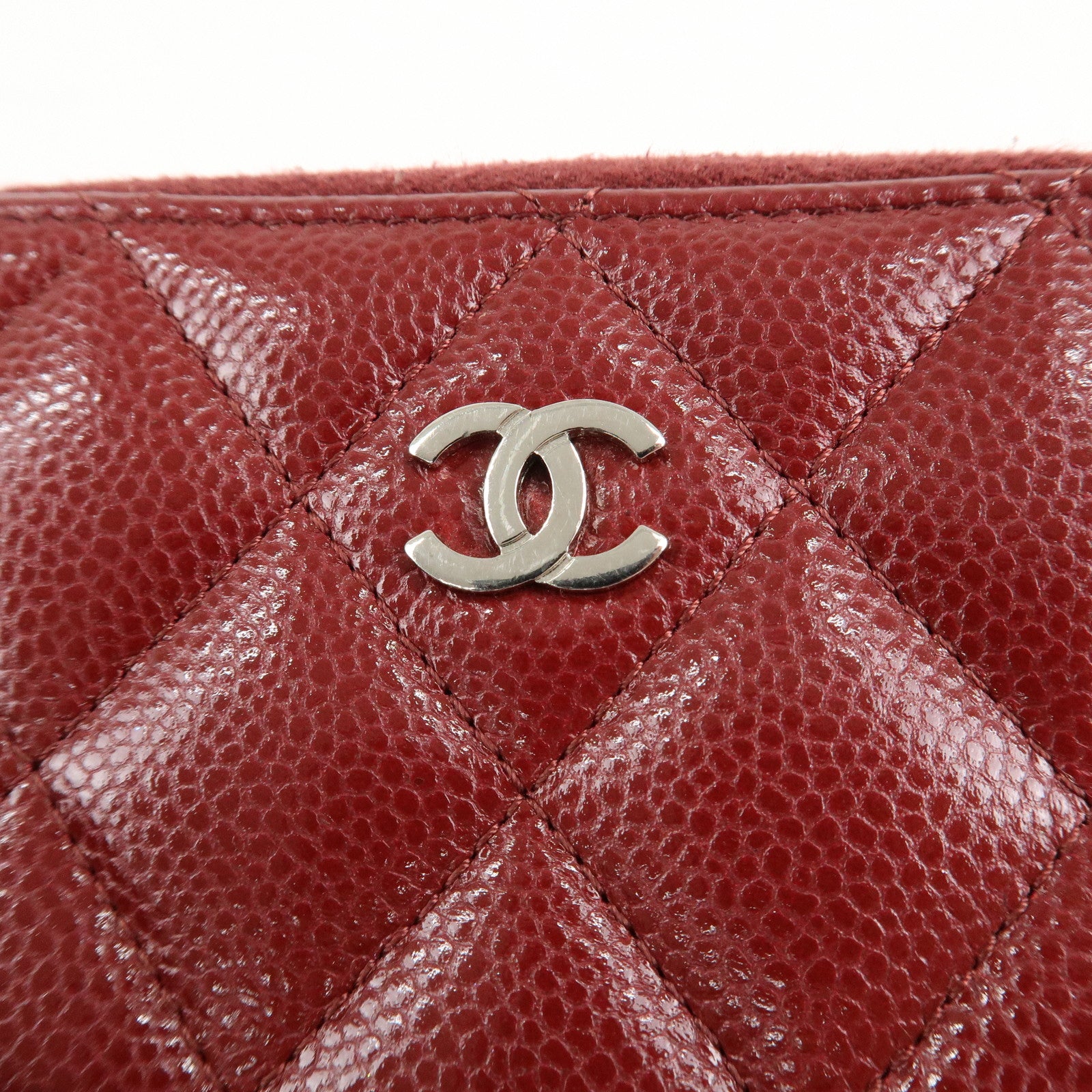 CHANEL Matelasse Caviar Skin Round Zipper Coin Case AP0216 Used