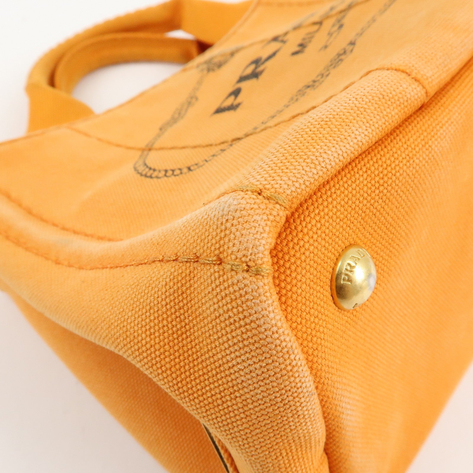 PRADA Logo Canapa Mini Canvas Tote Bag Hand Bag Orange BN2439