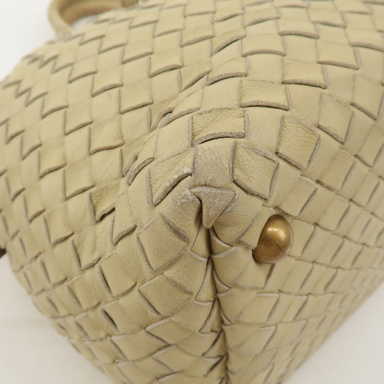 BOTTEGA VENETA Intrecciato Leather Boston Bag Beige 173398