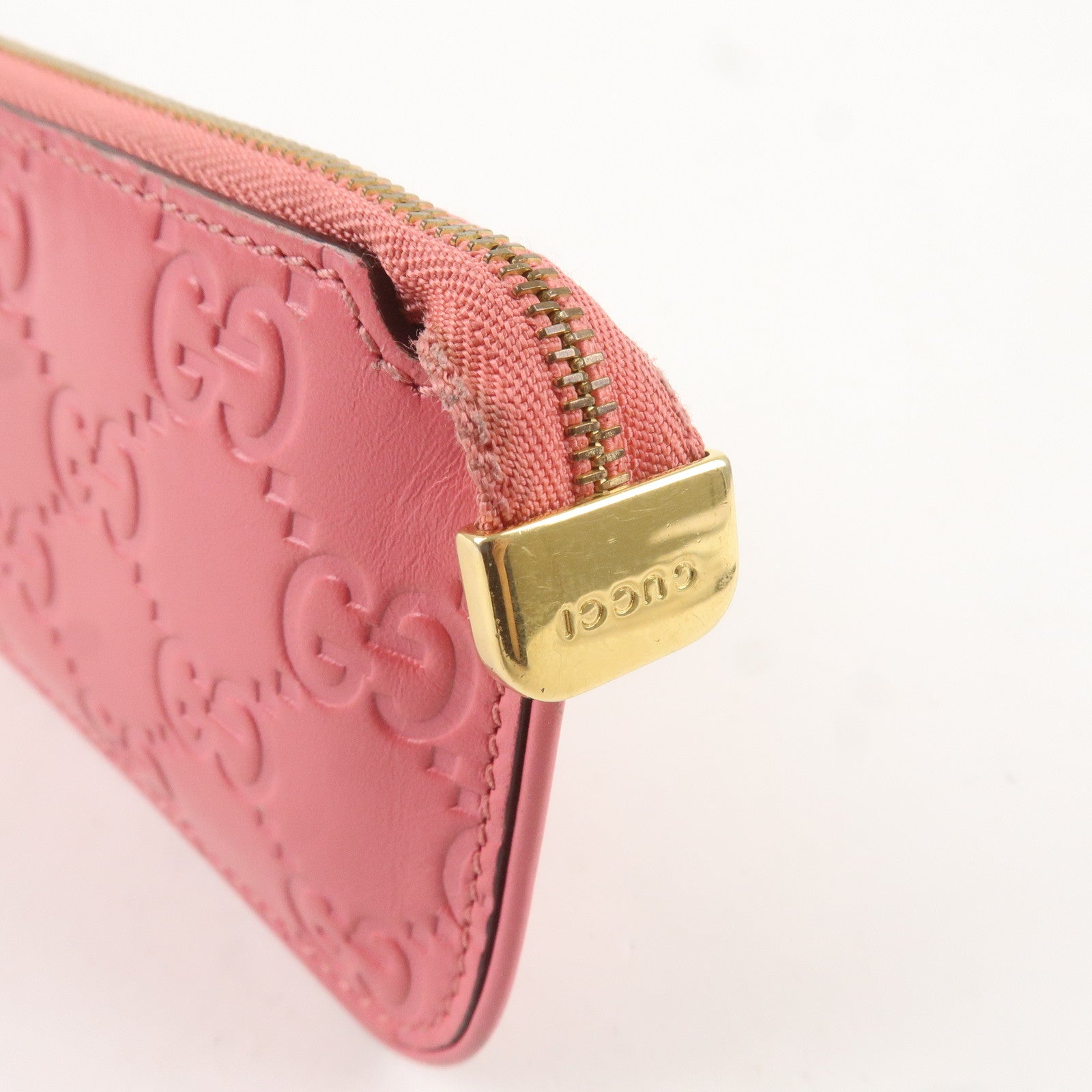 GUCCI Guccissima Leather Coin Case Wallet Pink 233183