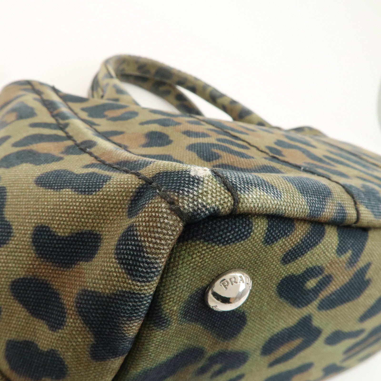 PRADA Canapa Mini Canvas 2Way Bag Hand Bag Leopard 1BG439