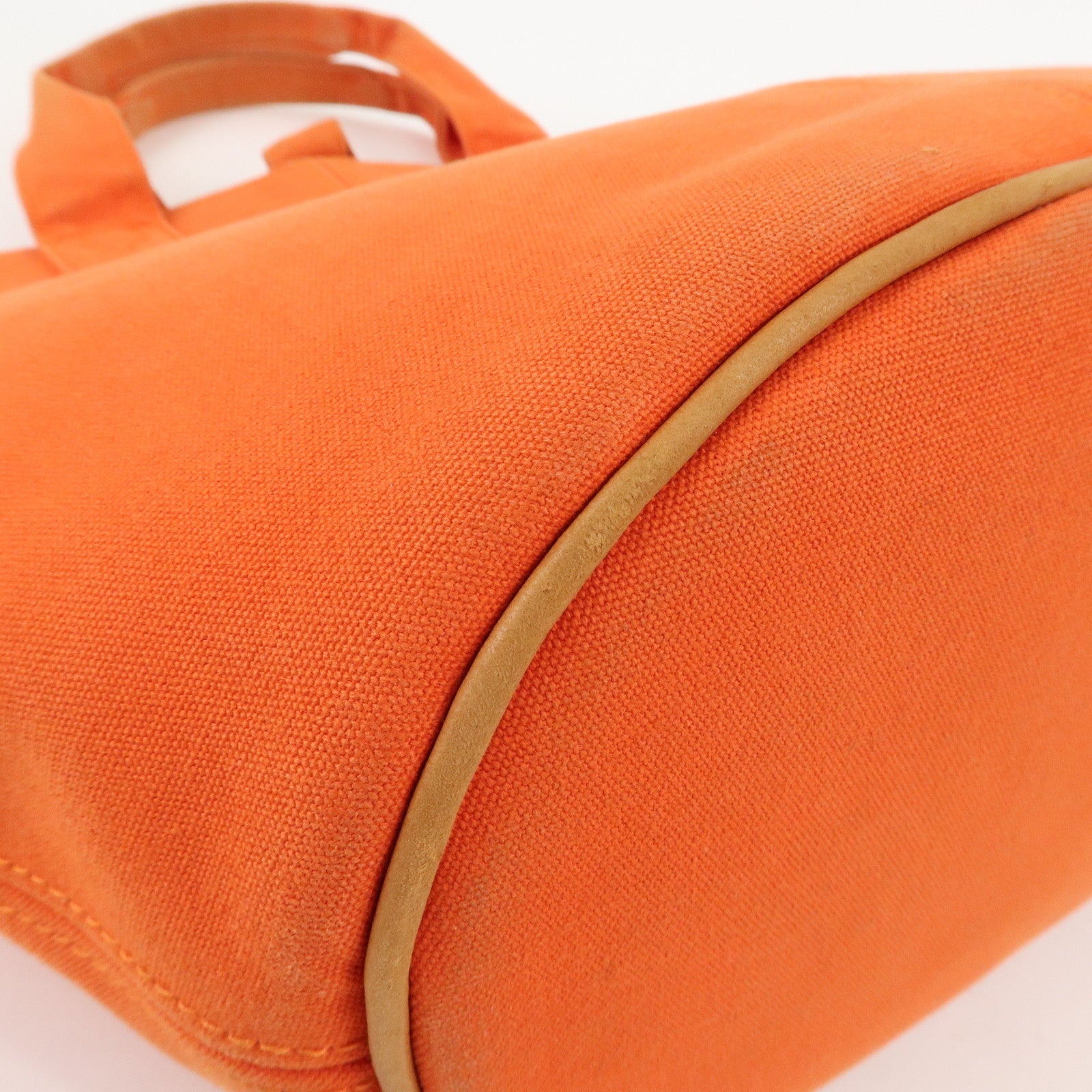 HERMES Canvas Leather Panied Plage PM Tote Bag Orange