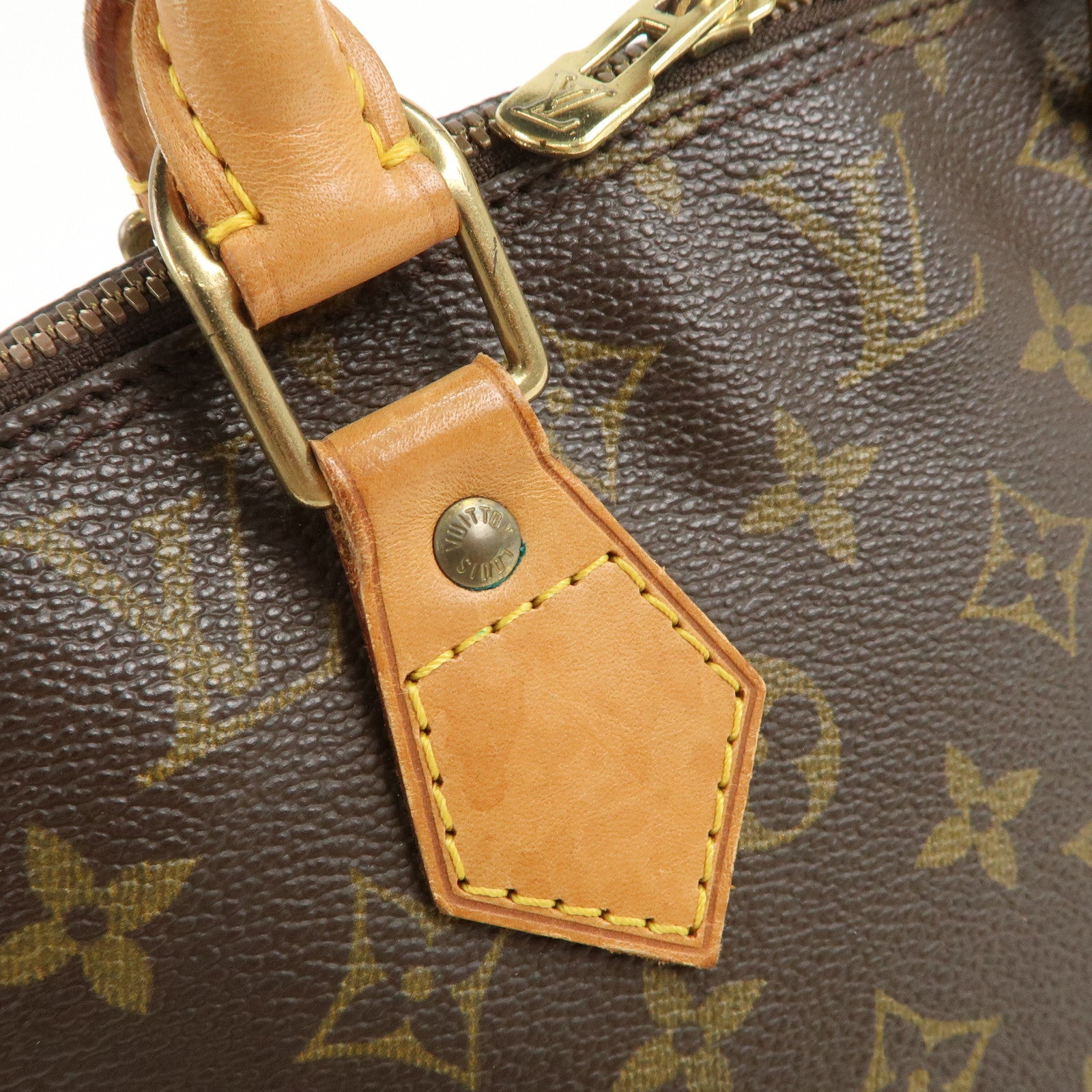 Louis Vuitton Monogram Alma Hand Bag Brown Gold Hardware M511300 Used