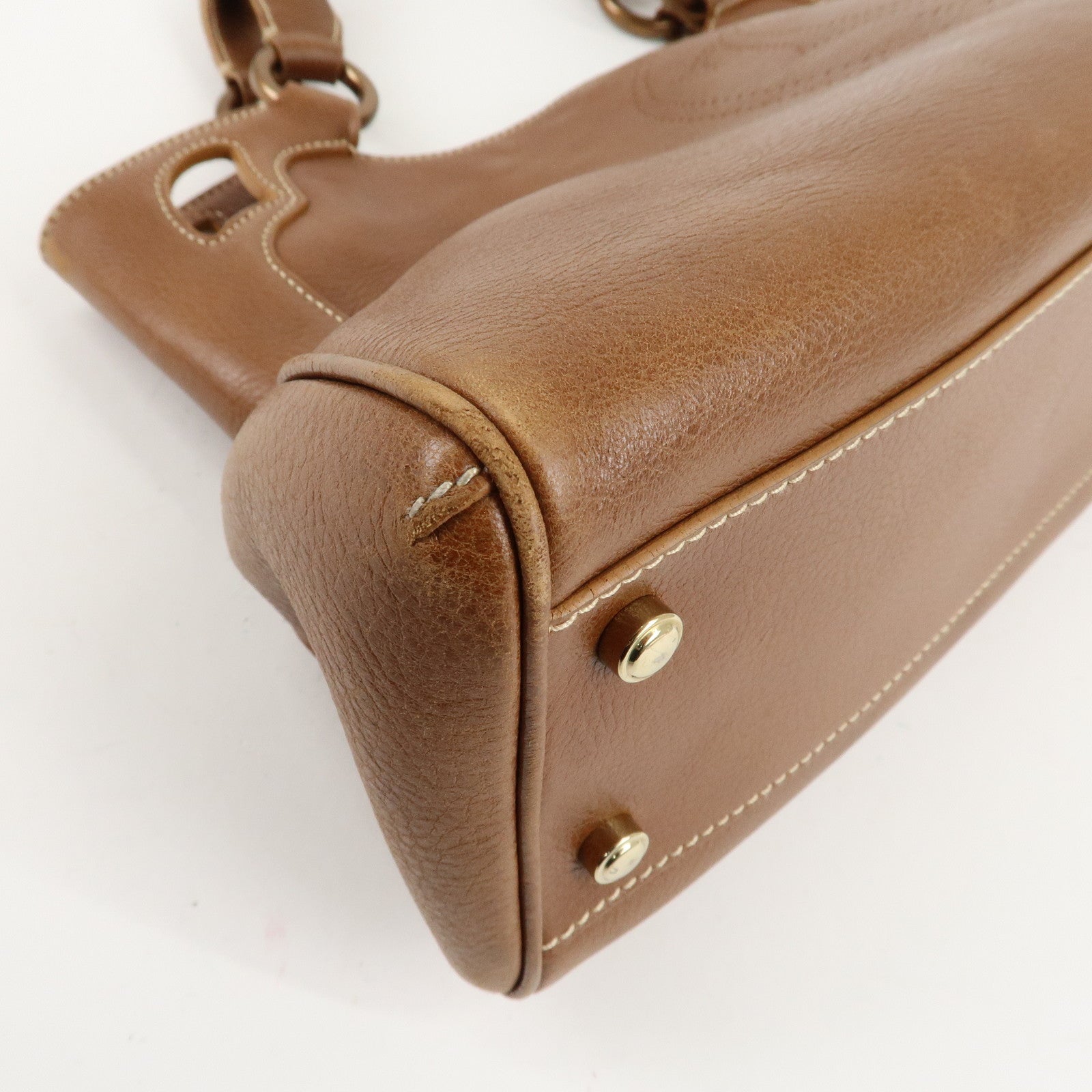 Cartier Marcello Du Cartier Leather Tote Bag Hand Bag Brown