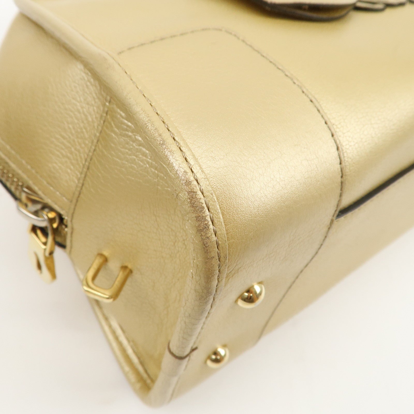 LOEWE Anagram Leather Amazona 28 Hand Bag Gold