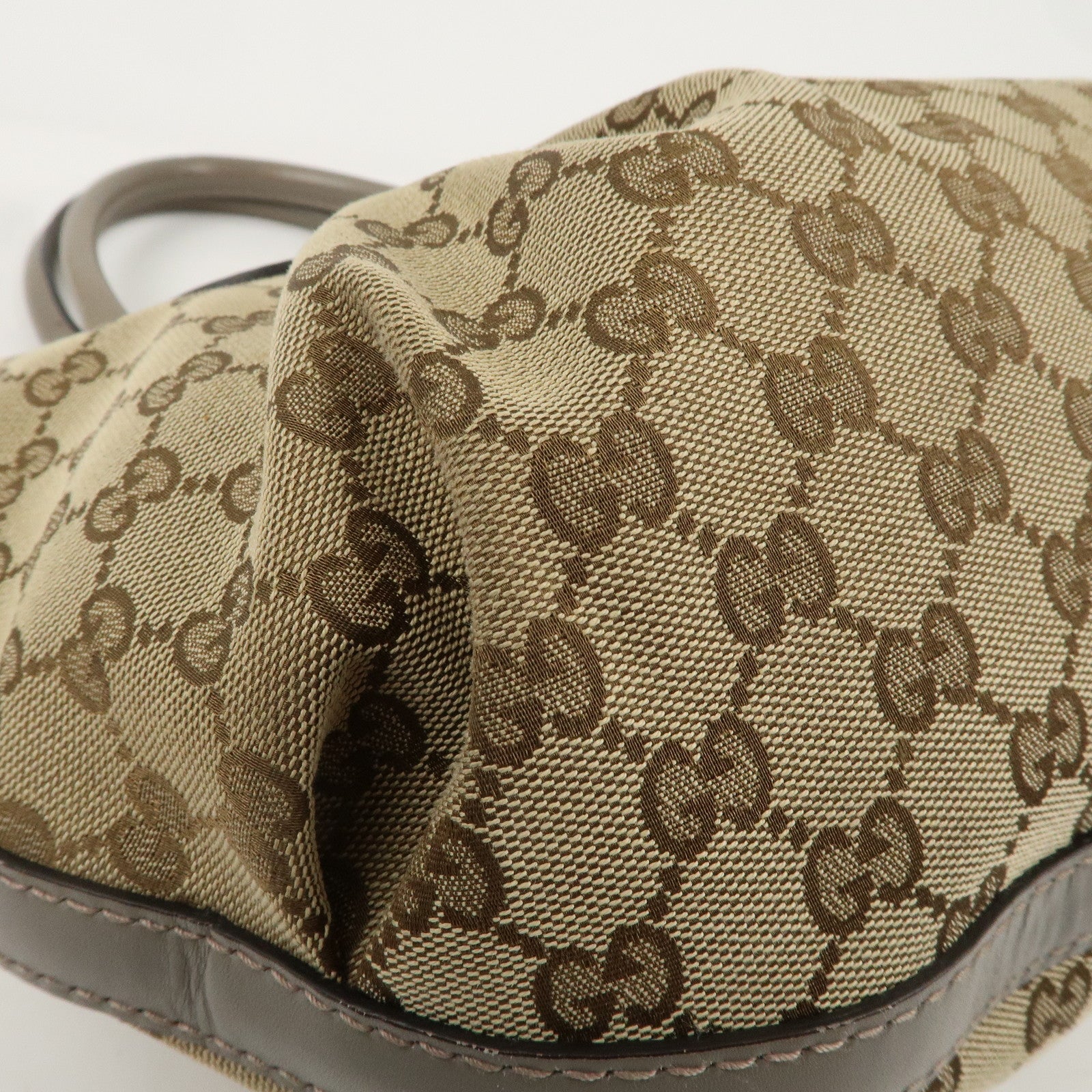 GUCCI Scarlett GG Canvas Leather Tote Bag Beige Grey 269953