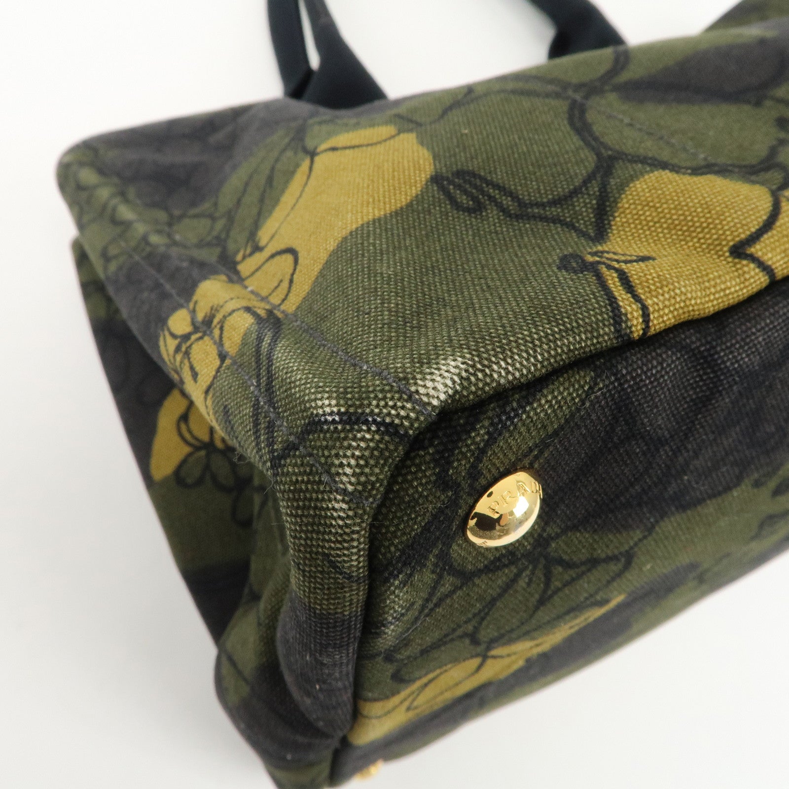 PRADA Logo Canapa Large Canvas Tote Hand Bag Camouflage BN1872 Used