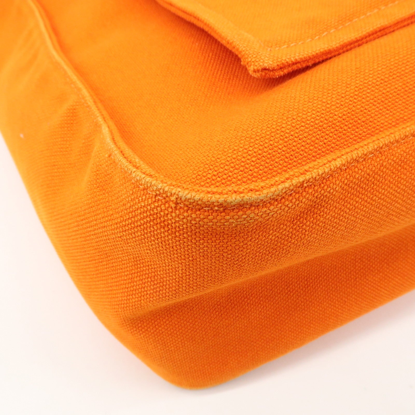 HERMES Marwari GM Canvas Leather □〇 Stamped Shoulder Bag Orange Used