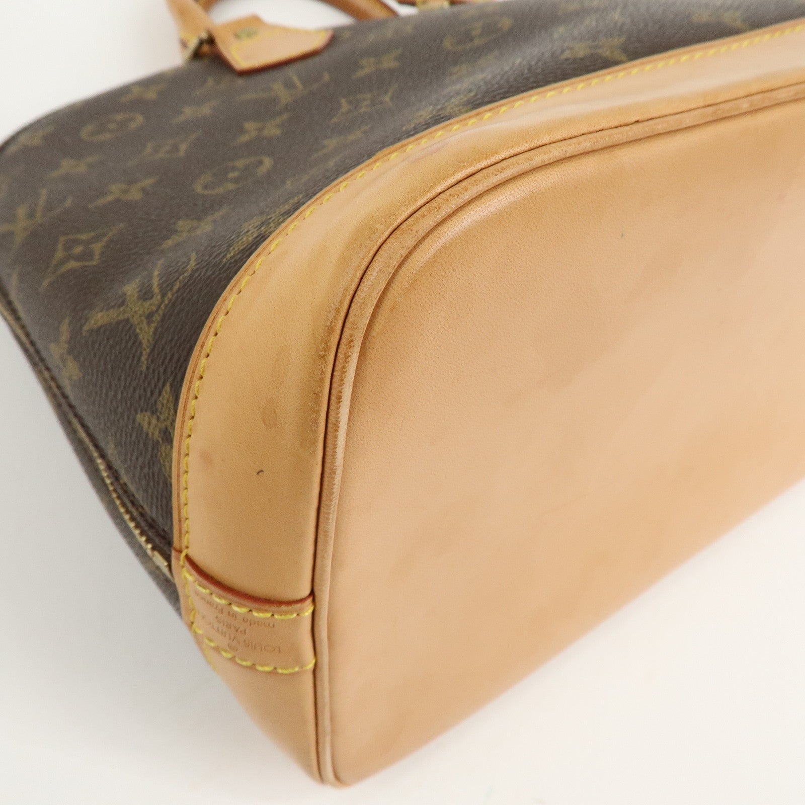 Louis Vuitton Monogram Alma Hand Bag Brown Gold HDW M51130 Used