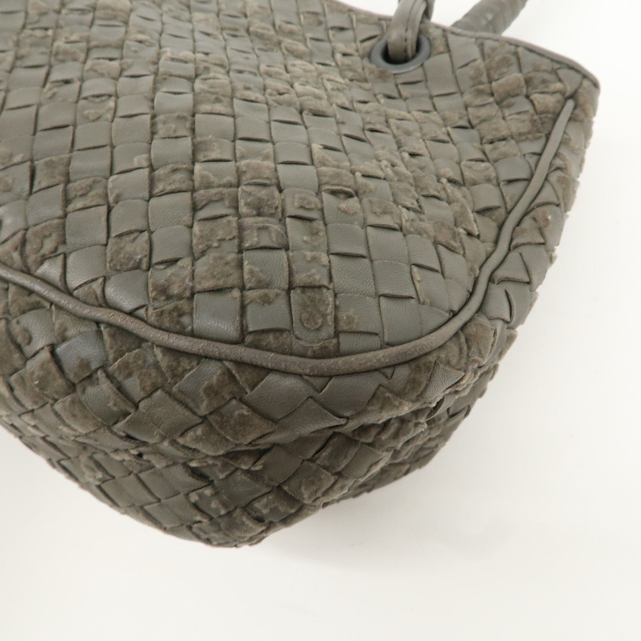 BOTTEGA VENETA Intrecciato Leather Hand Bag Tote Bag Khaki