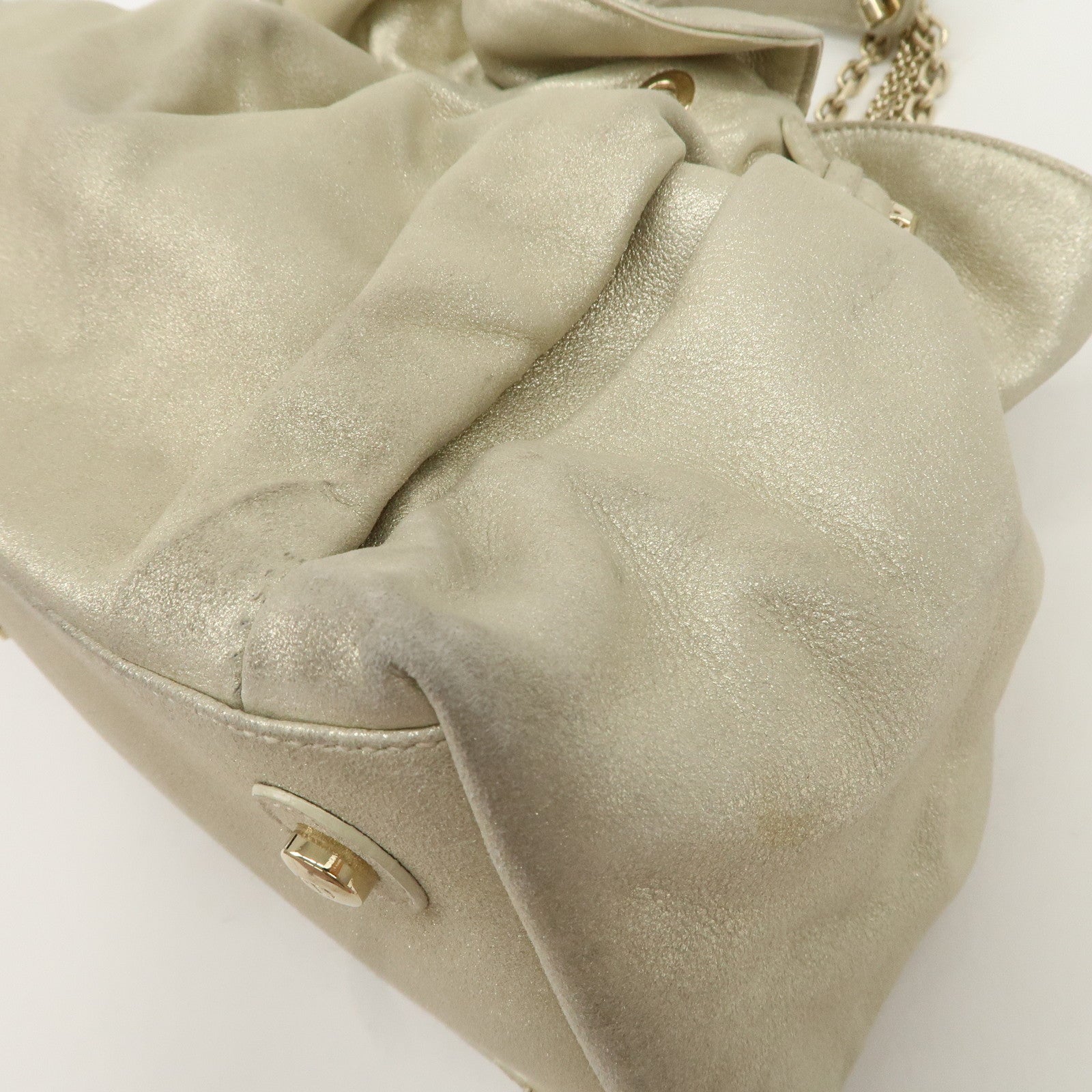 Christian Dior Leather Chain Shoulder Bag Tote Bag Silver