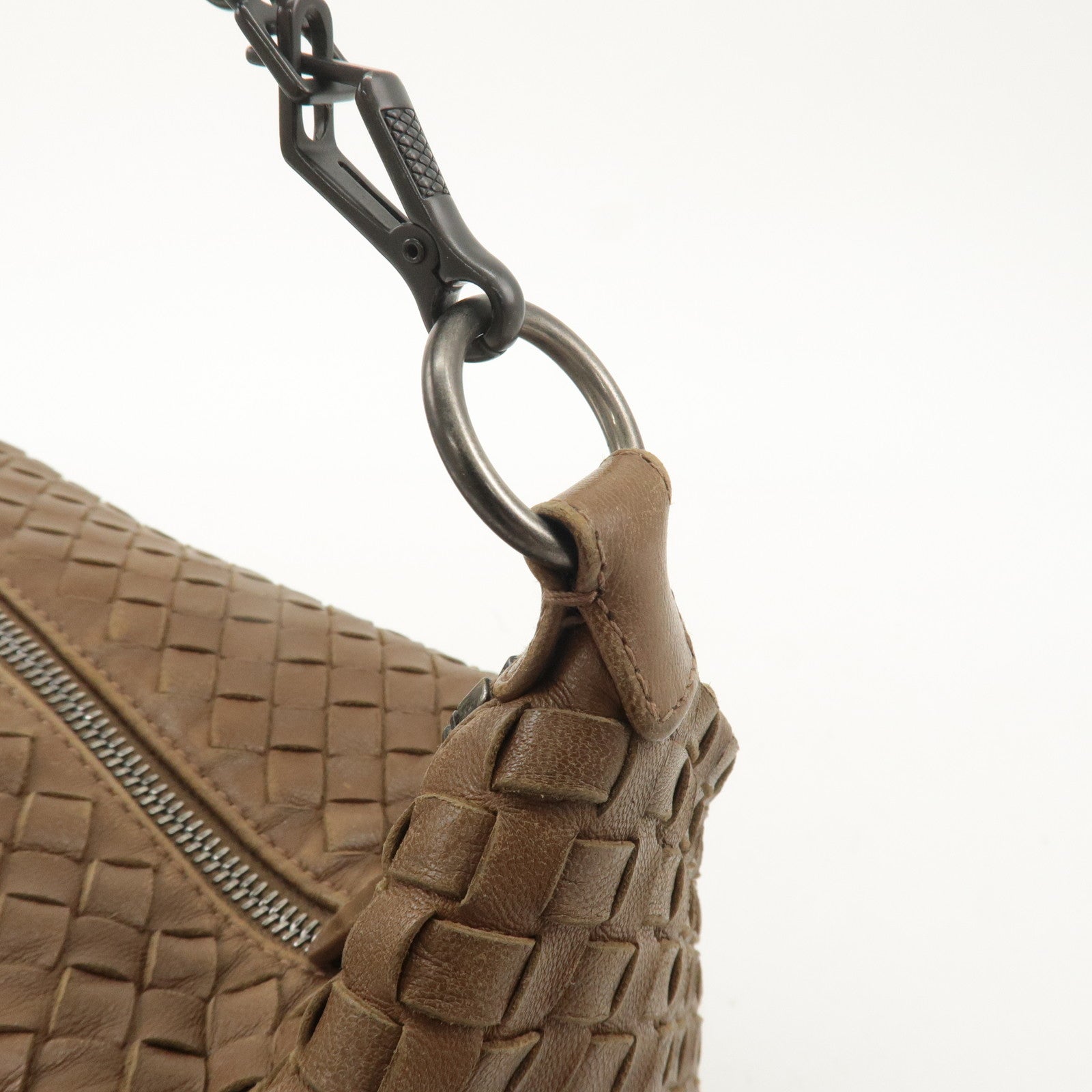 BOTTEGA VENETA Intrecciato Leather Shoulder Bag Light Brown