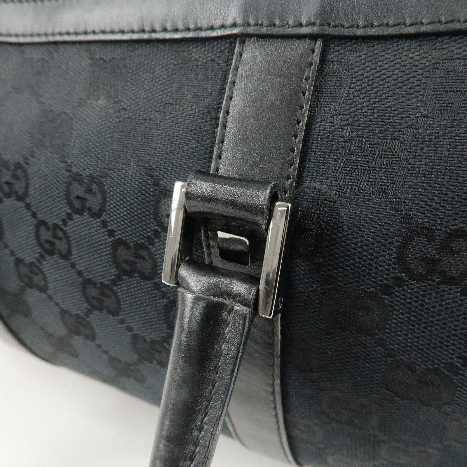 GUCCI GG Canvas Leather Mini Boston Bag Black Used