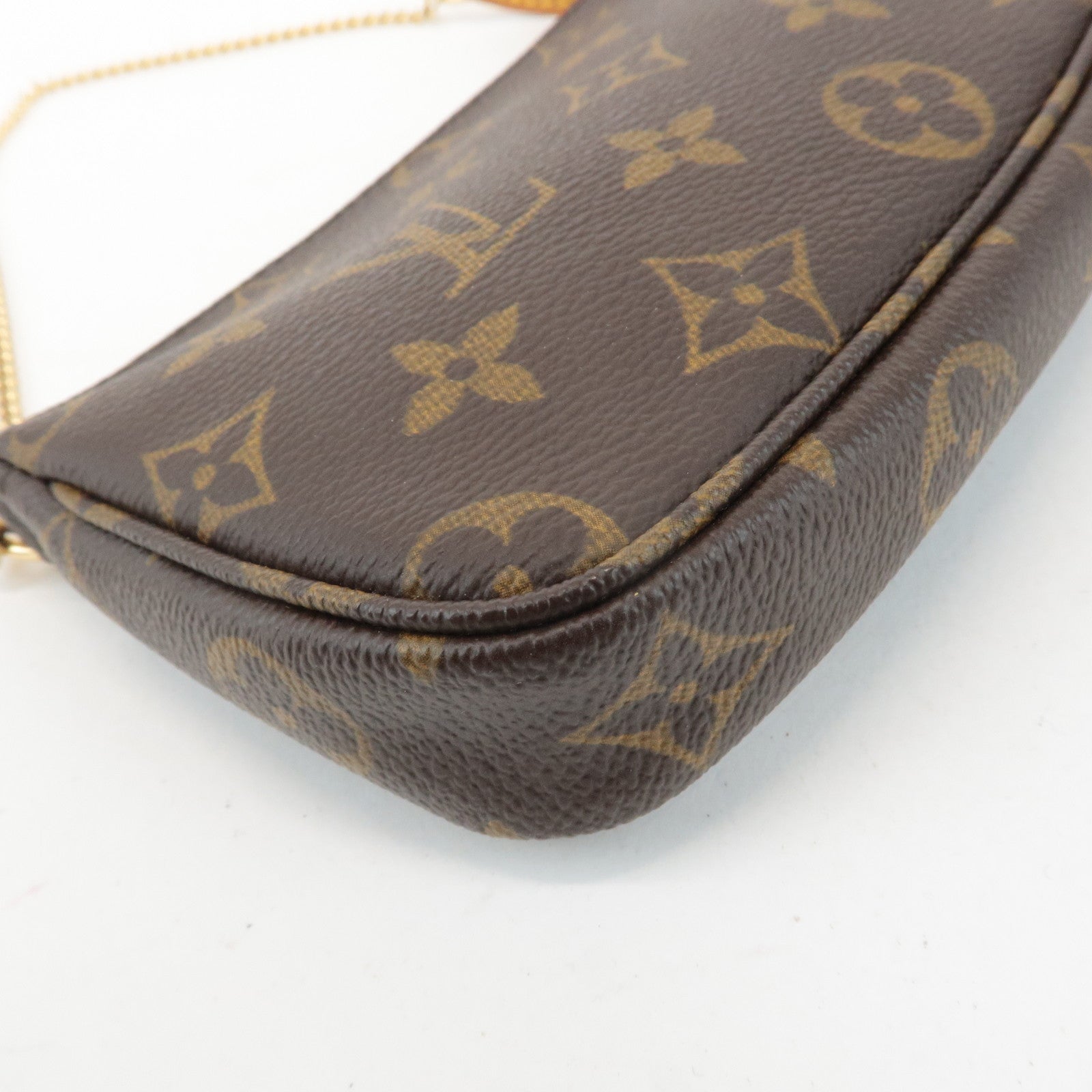 Louis Vuitton Bucket PM Pouch Hand Bag Brown Gold Hardware