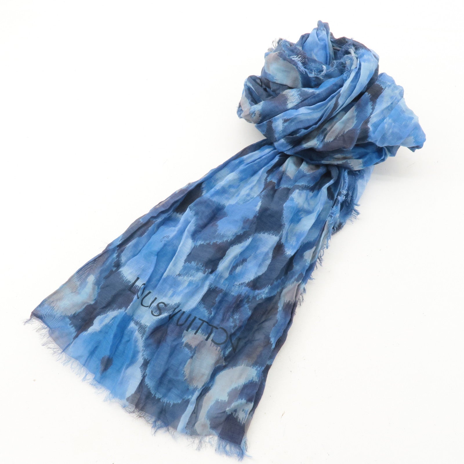 Louis Vuitton Ikat Paleo Cotton Silk Summer Scarf Blue M74927