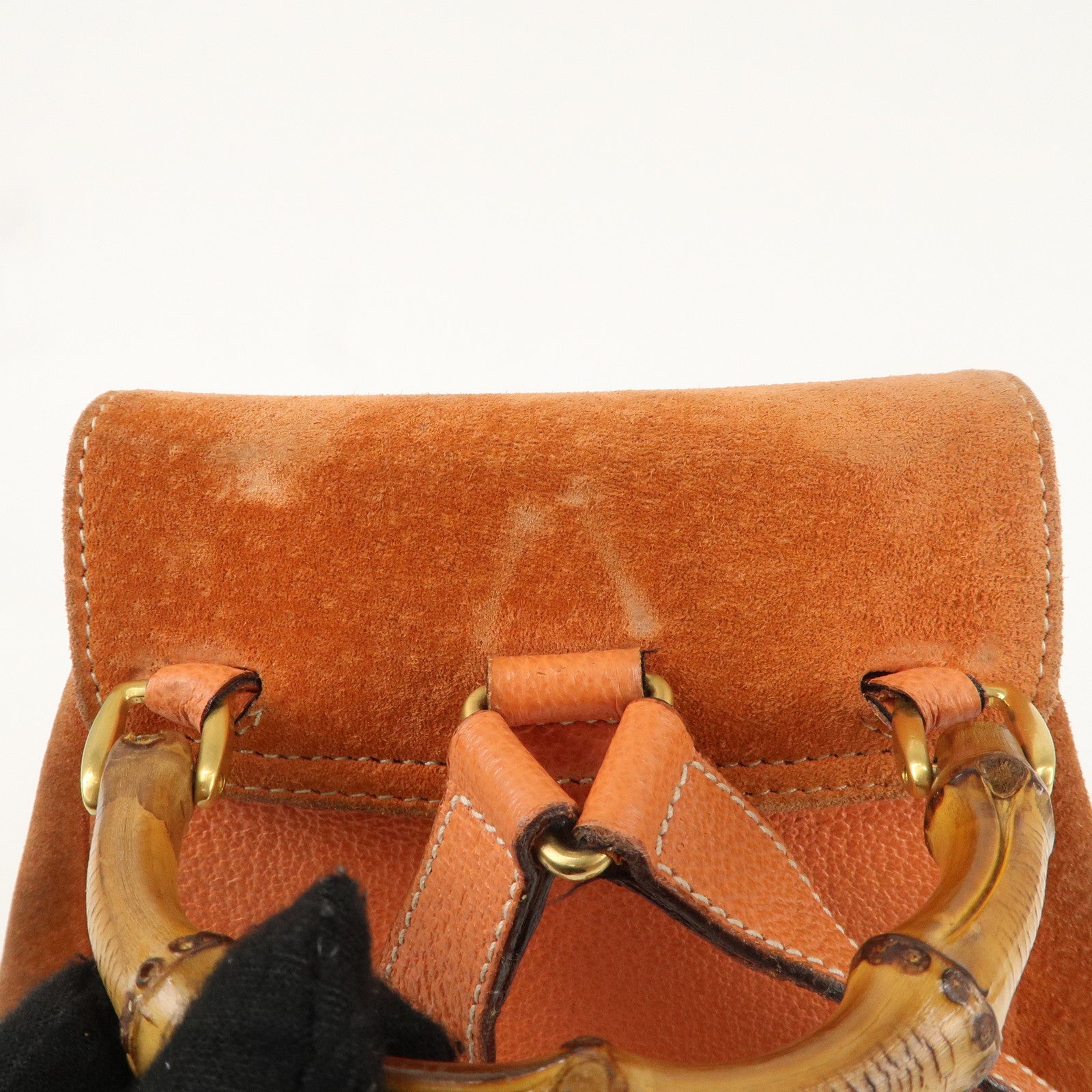 GUCCI Bamboo Suede Ruck Sack Back Pack Orange 003.3444.0030