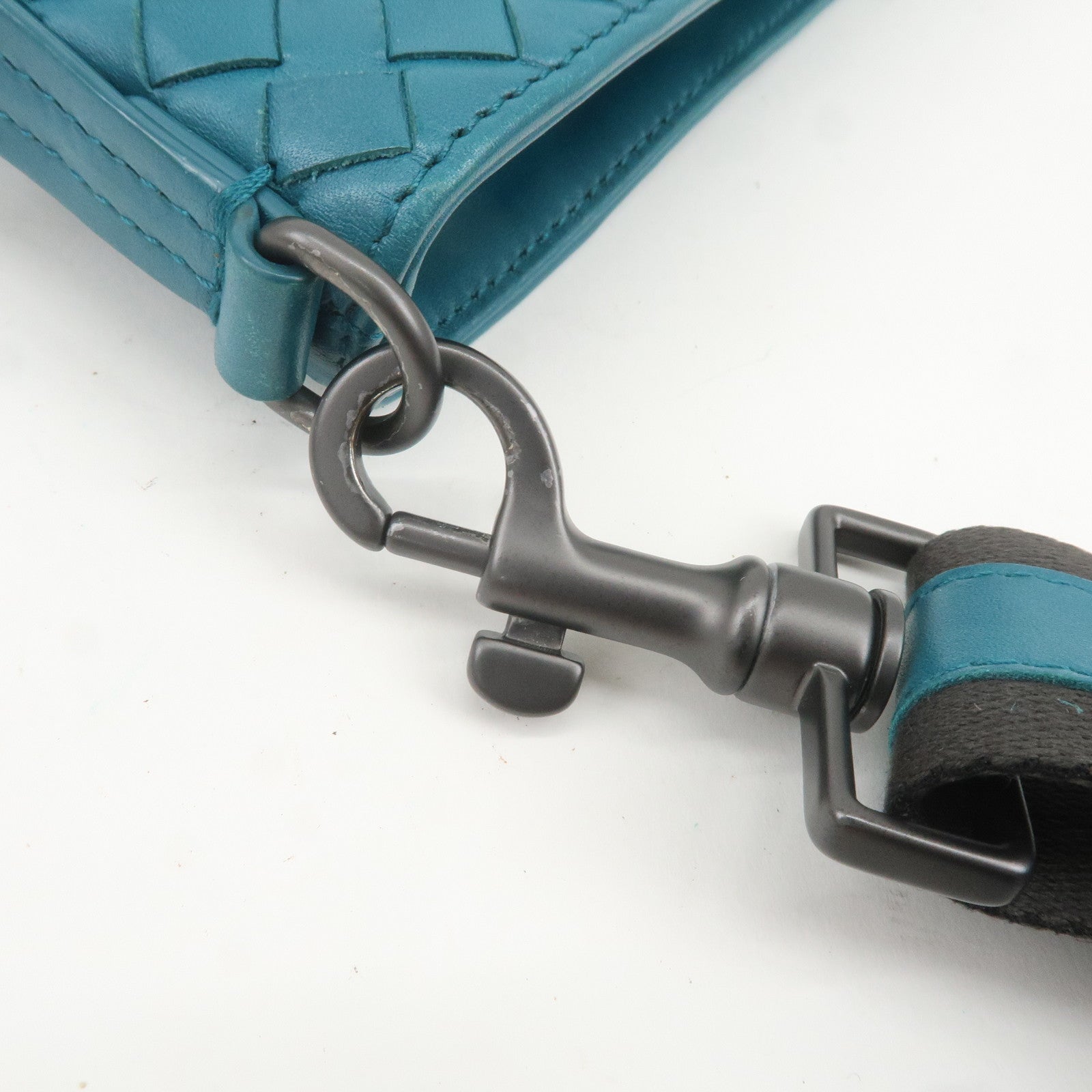 BOTTEGA VENETA Intrecciato Leather Shoulder Bag Turquoise