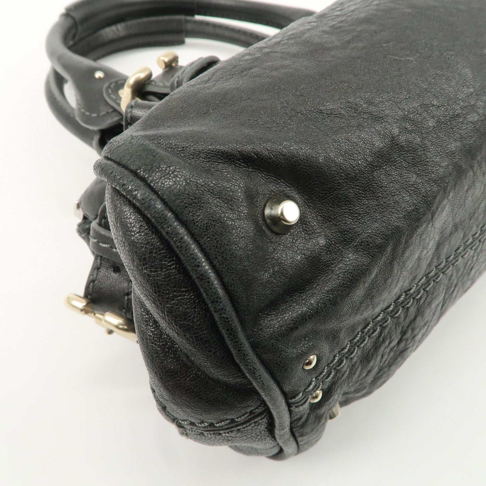 Chloe Paddington Leather Mini Boston Bag Hand Bag Black Used