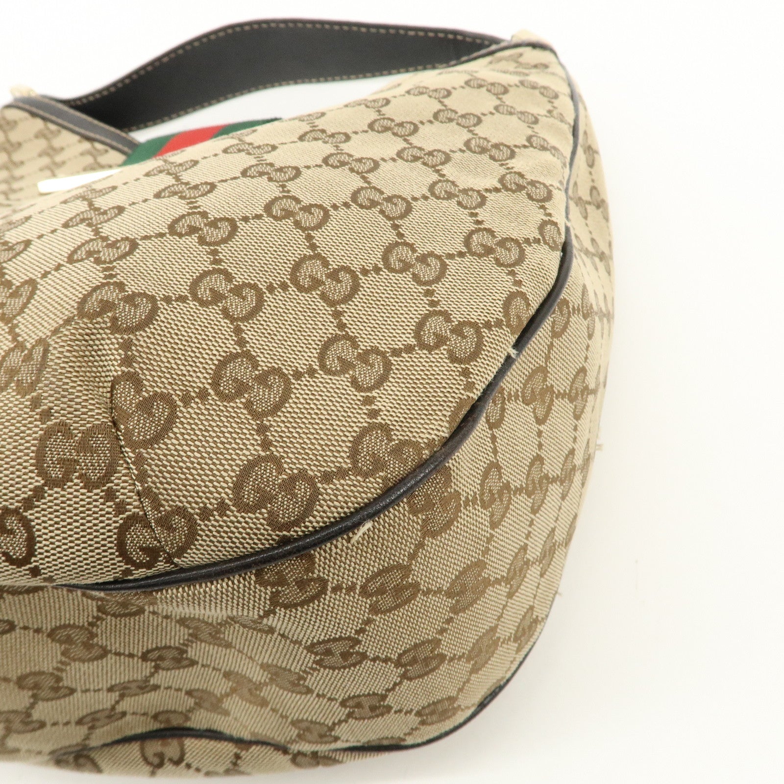 GUCCI Sherry GG Canvas Leather Shoulder Bag Beige Black 233604 Used