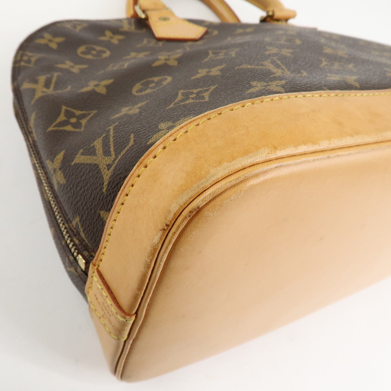 Louis Vuitton Monogram Alma Hand Bag Brown Gold Hardware M51130 Used