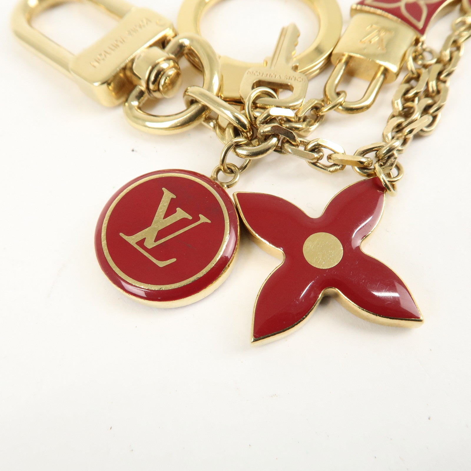 Louis Vuitton Porte Cles Panpelle Bag Charm Gold Red M91928 Used