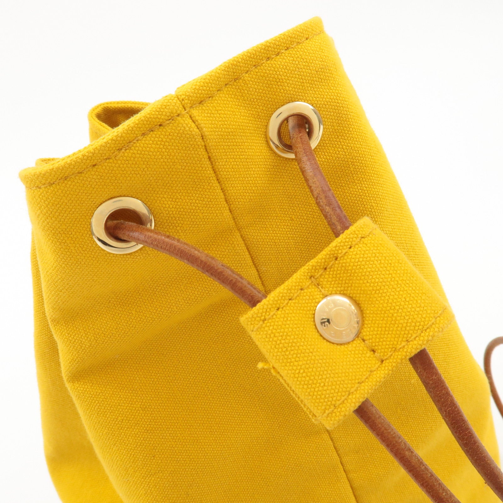 HERMES Canvas Leather Porochon Mimil PM Shoulder Bag Yellow Used