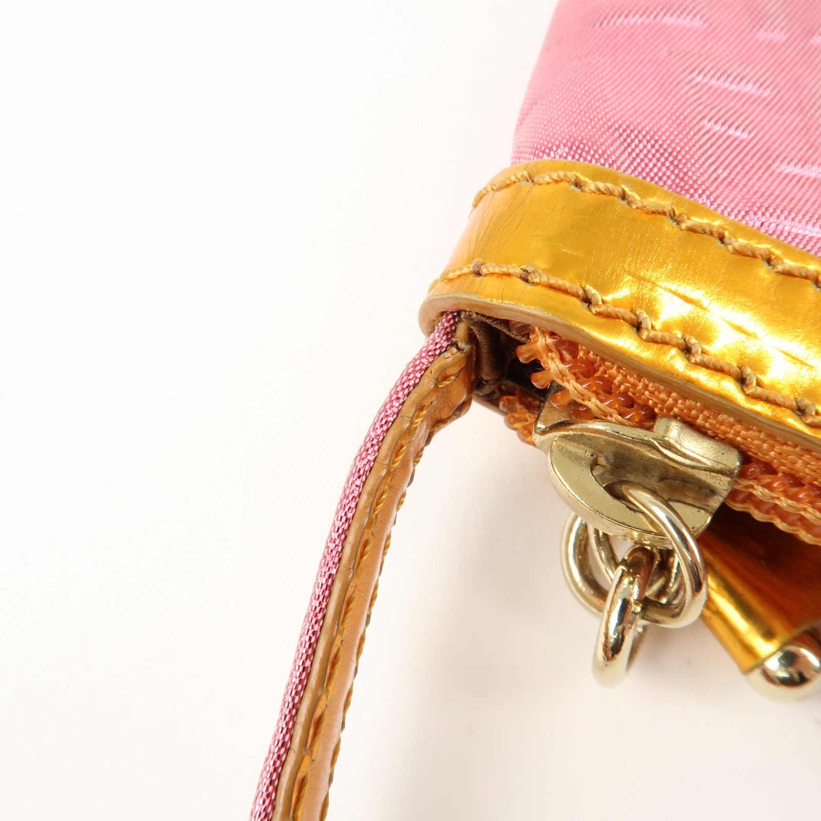 FENDI Zucchino PVC Patent Leather Shoulder Bag Hand Bag Pink Gold Used