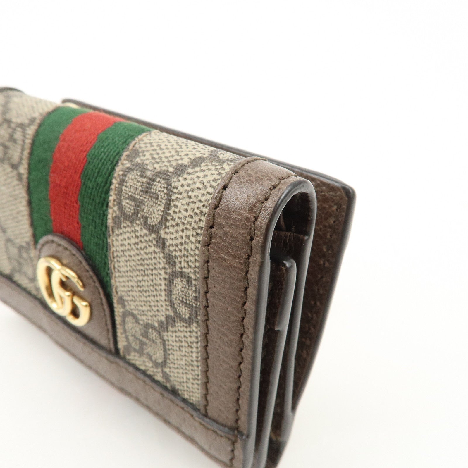 GUCCI Ophidia GG Supreme Leather Tri-Fold Compact Wallet 644334 Used