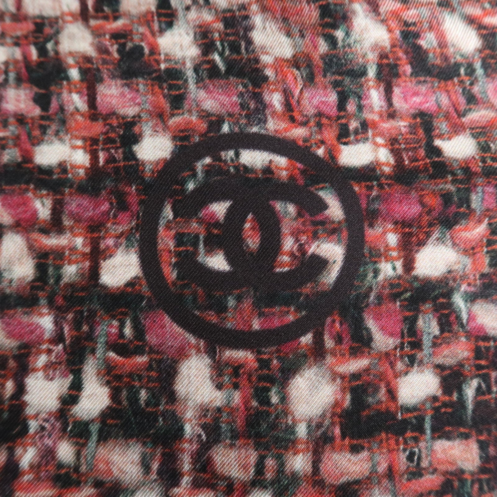 CHANEL Silk 100% COCO Mark Stole Multi Color Used