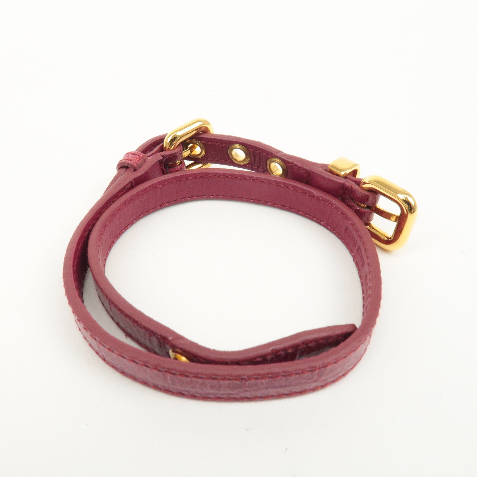 MIU MIU Leather Heart Bracelet Pink Gold HDW