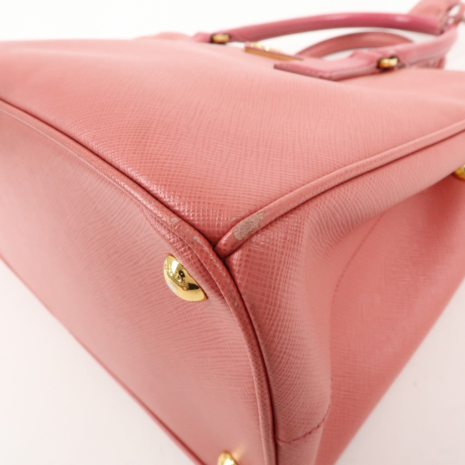 PRADA Logo Saffiano Leather 2WAY Bag Hand Bag Shoulder Bag Pink