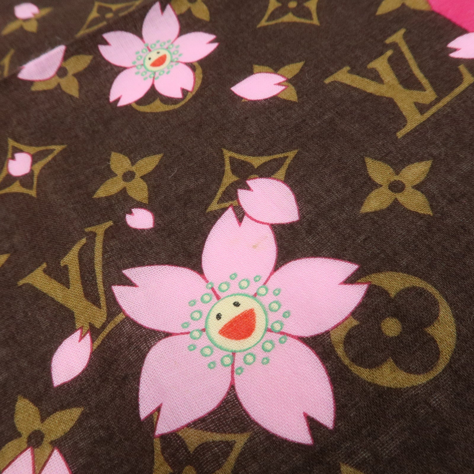 Louis Vuitton Monogram Cherry Blossom 100% Cotton Scarf M71920 Used