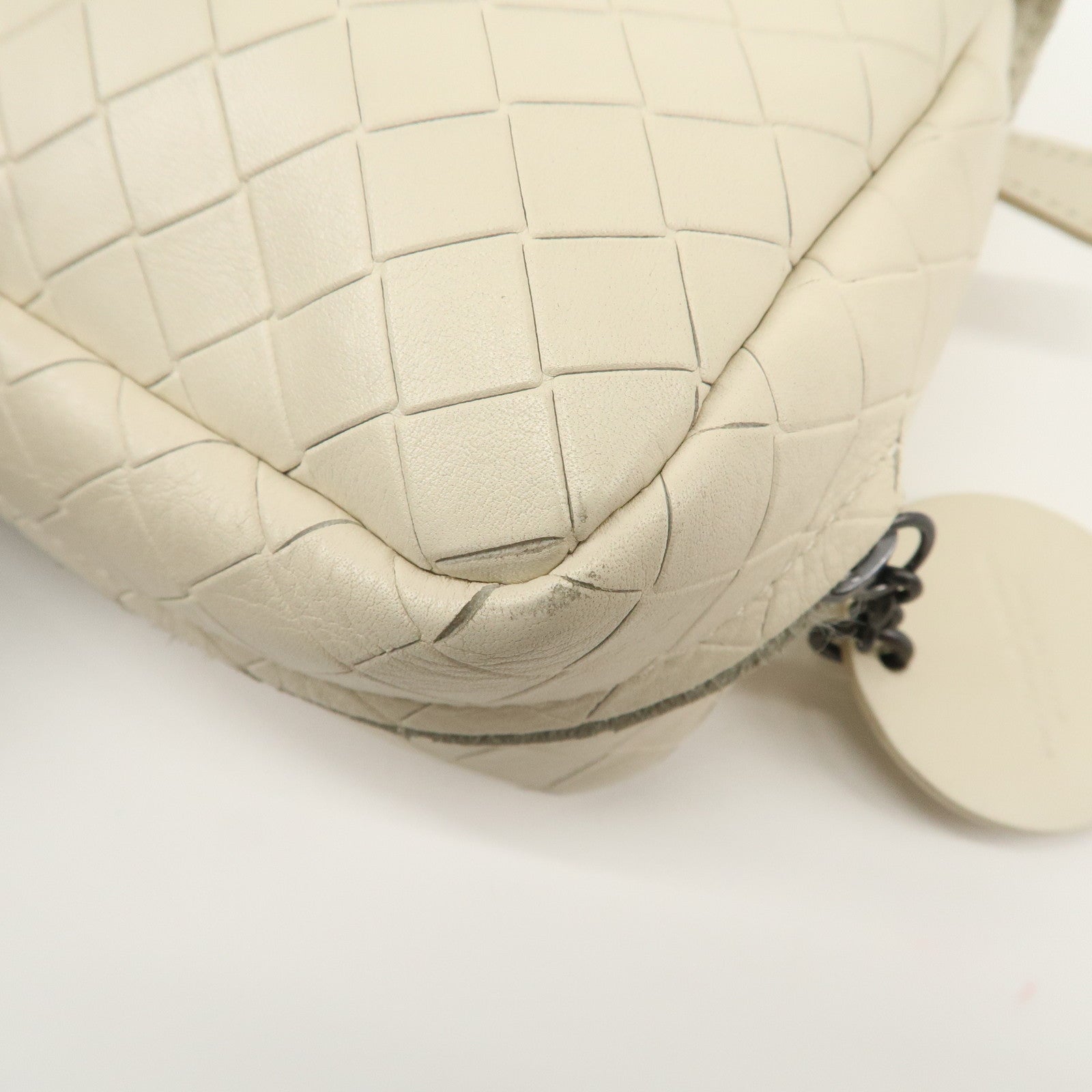 BOTTEGA VENETA Intreccio Mirage Leather Shoulder Bag White