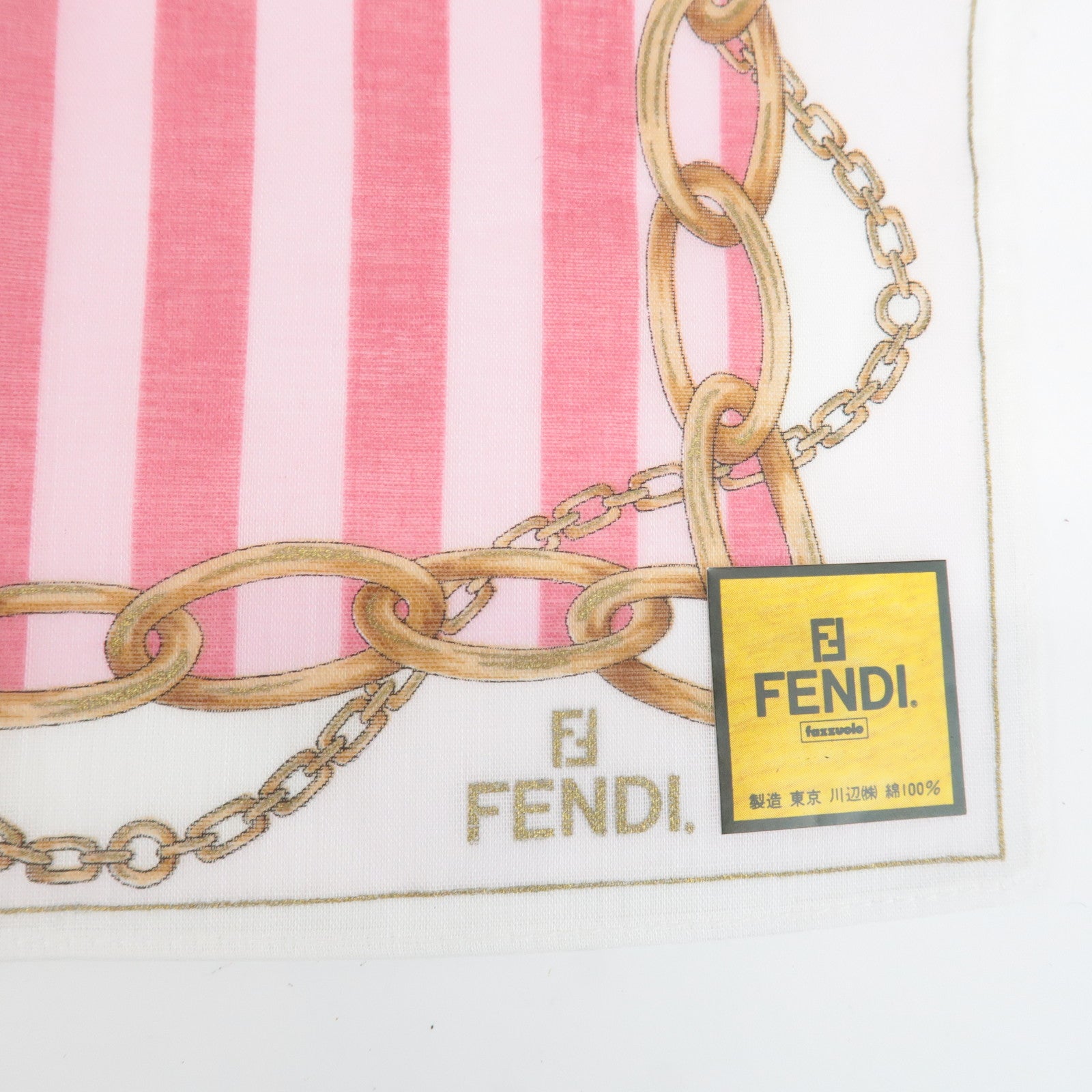 FENDI Set of 5 Cotton 100% Handkerchief Red Pink Brown Beige White Used